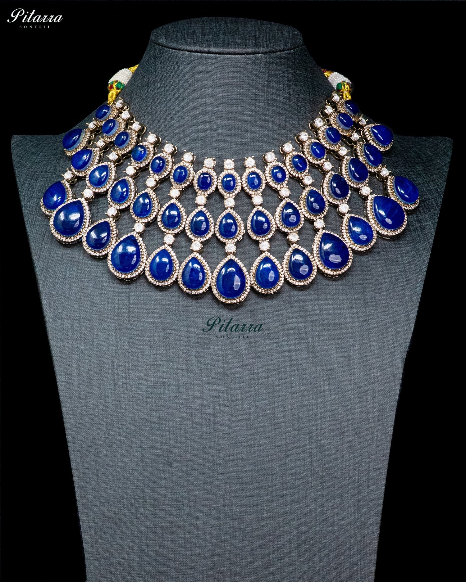 Blue Teardrop Kundan Choker Set
