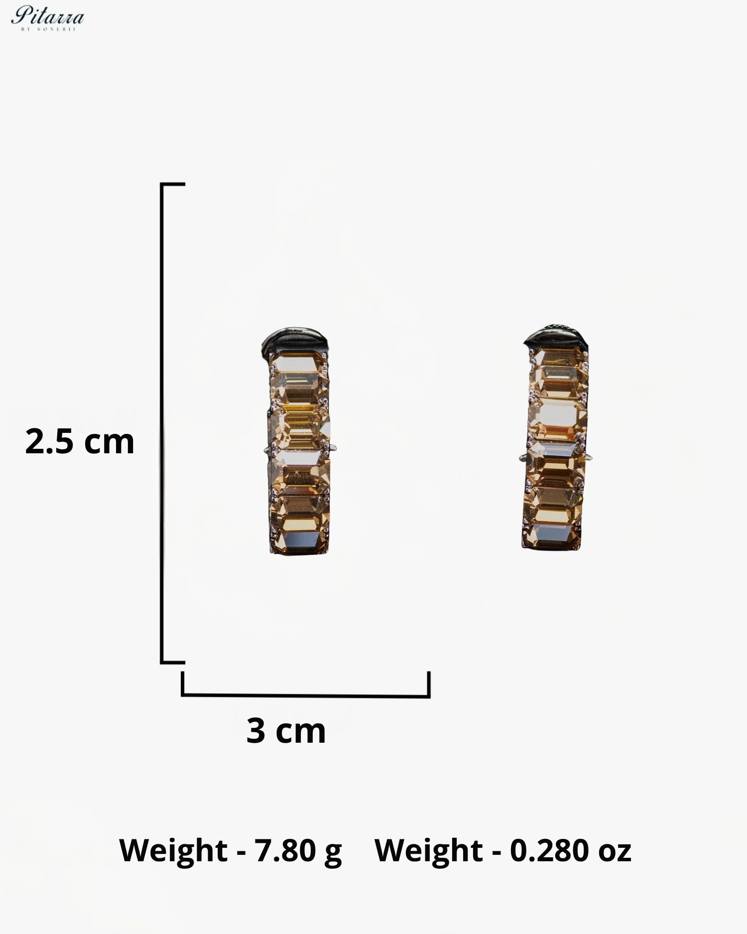 Golden Amber Cushion-Cut Crystal Hoop Earrings