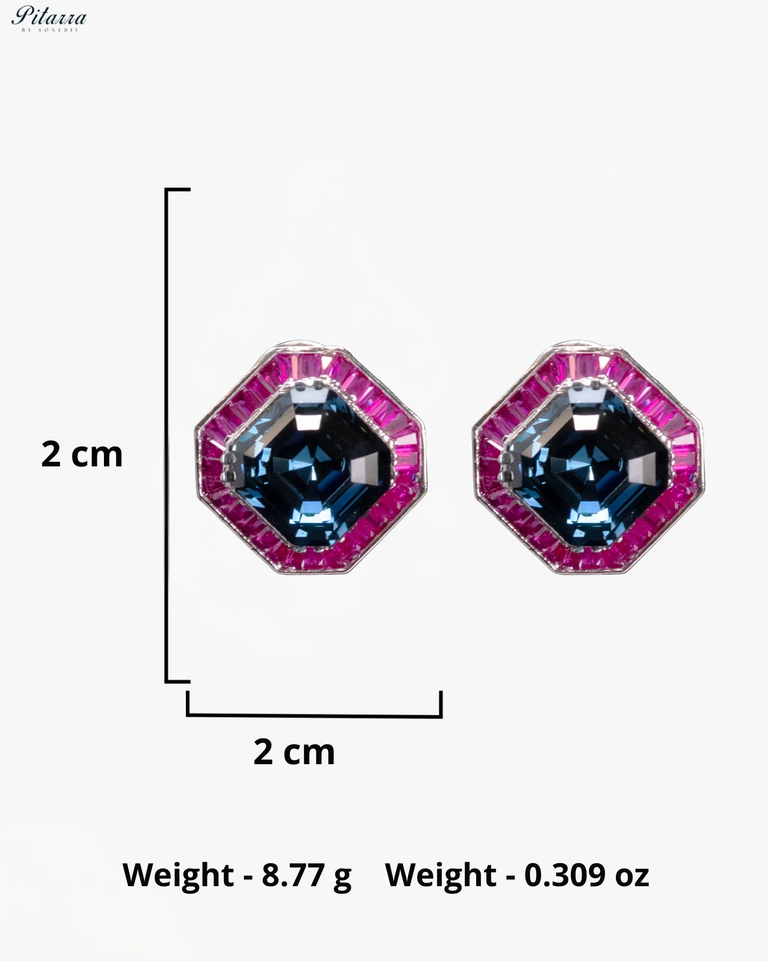 Royal Blue And Pink Octagonal Crystal Statement Ring