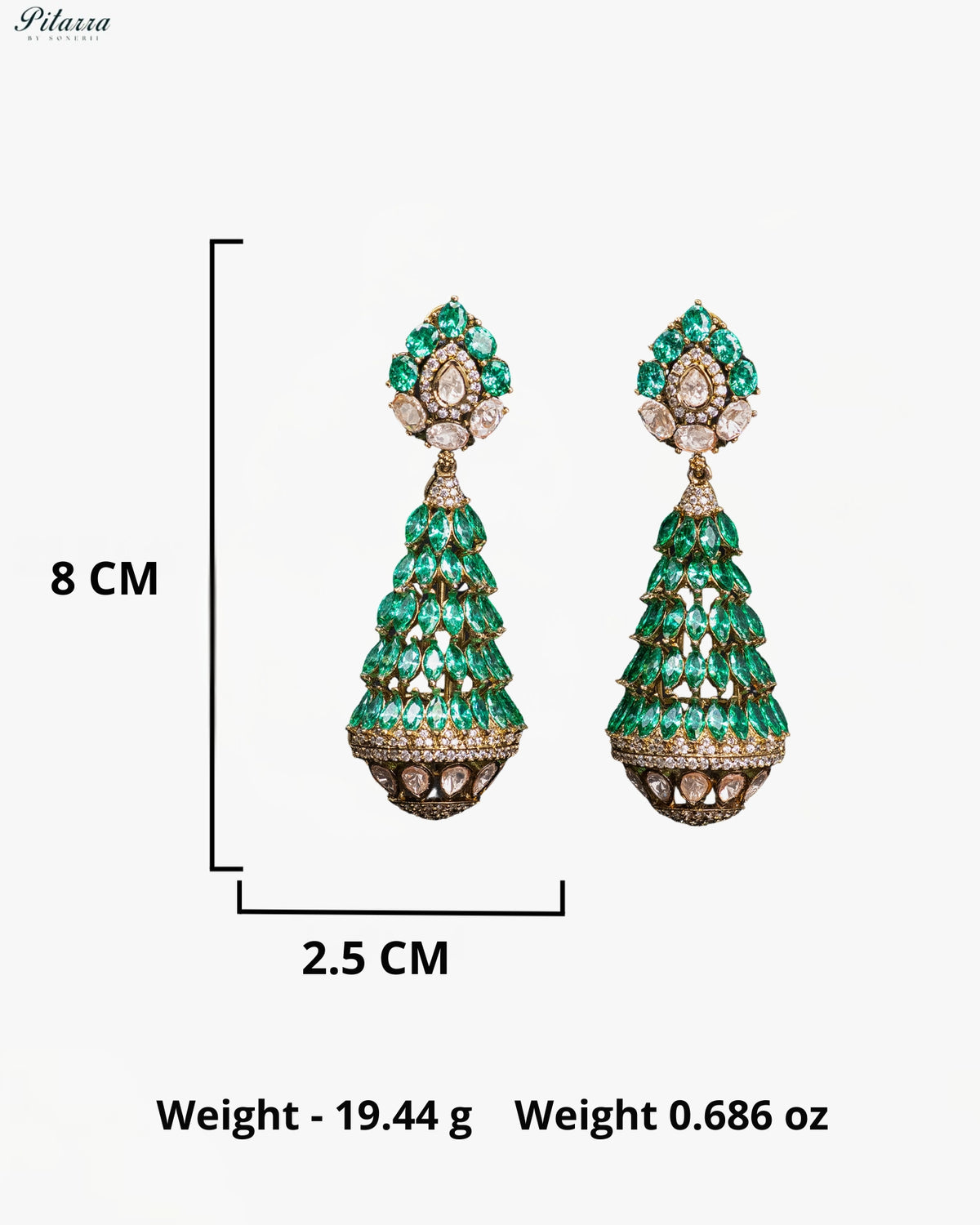 Emerald Green Pearl Kundan Long Necklace Set