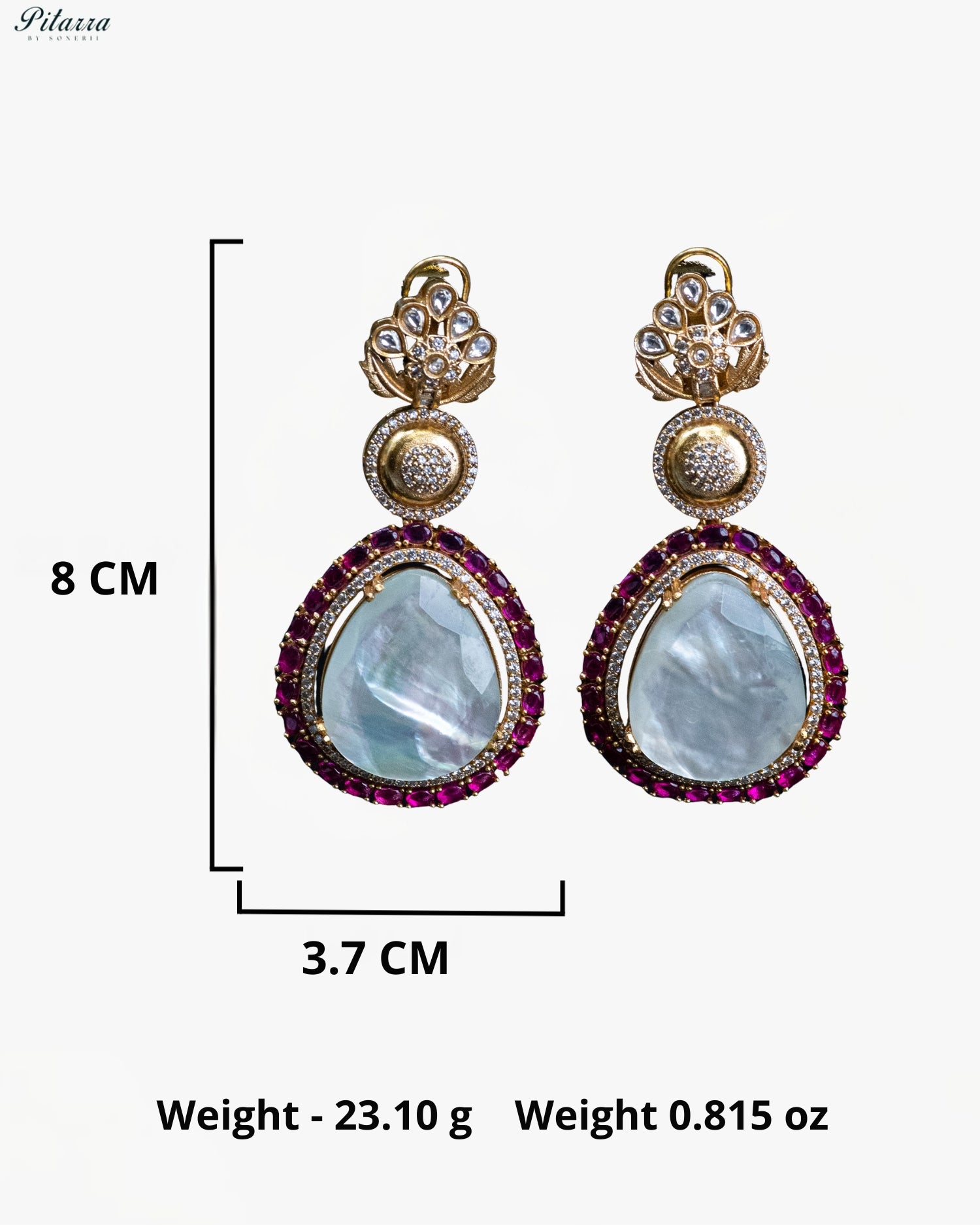 White Teardrop Floral Kundan Necklace Set