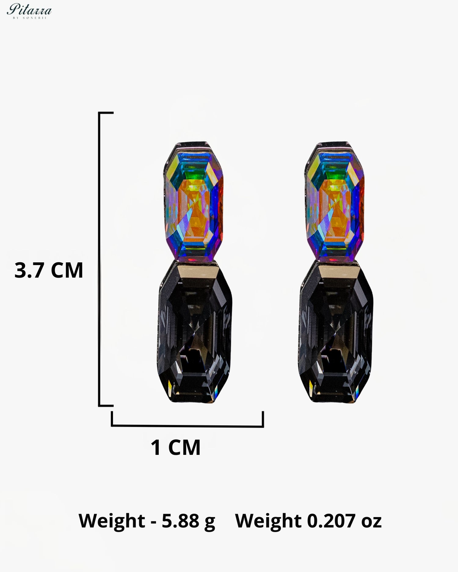 Multicolor and Black Emerald Cut Crystal Drop Earrings