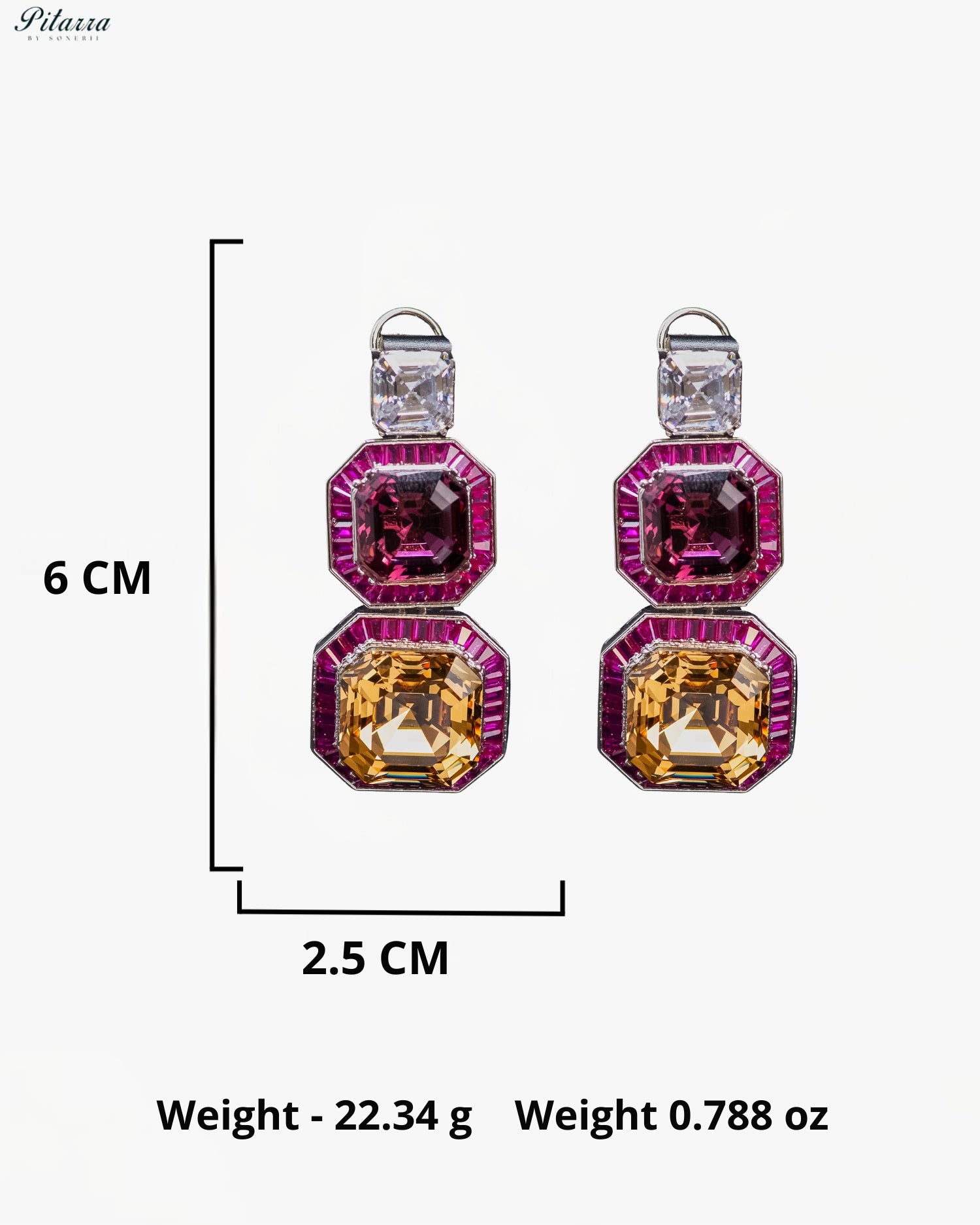 Pink and Gold Crystal Geometric Statement Earrings