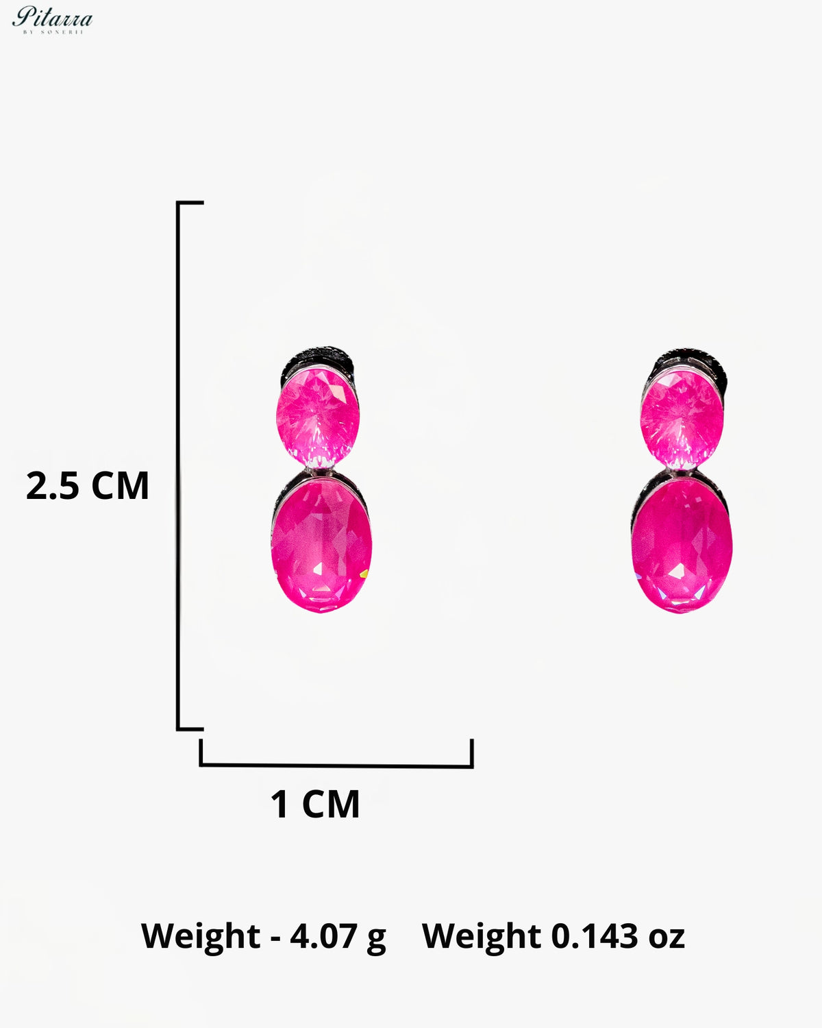 Hot Pink Crystal Double Oval Drop Earrings