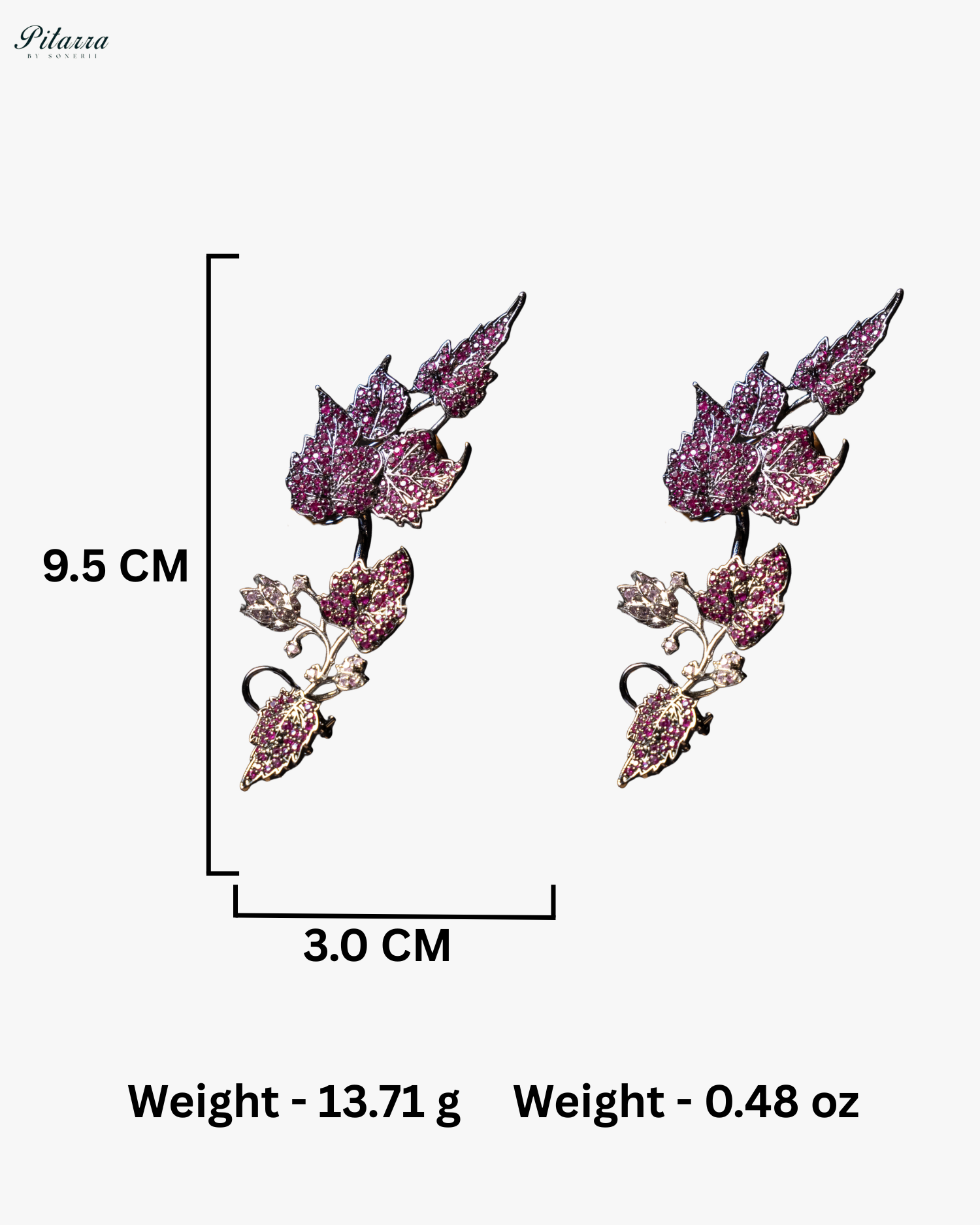 Pink Unique Leaf Shaped Crystal Earrings