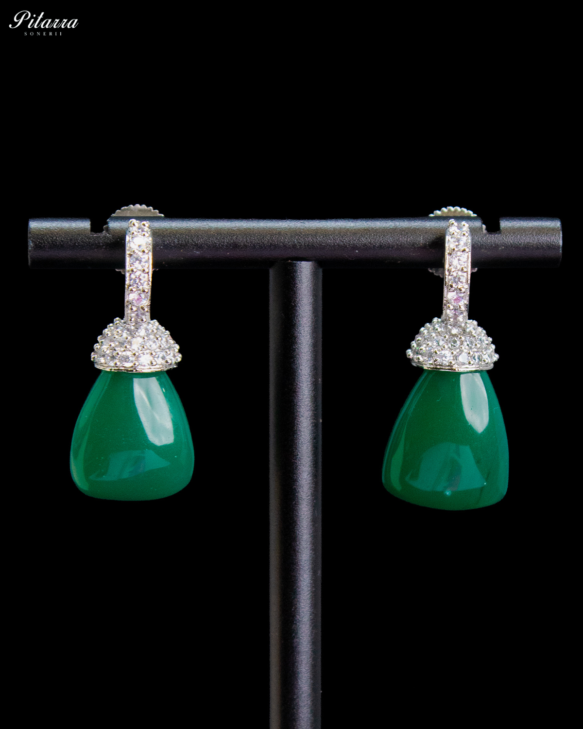 Dark Green Crystal Beaded Necklace Set with Earrings