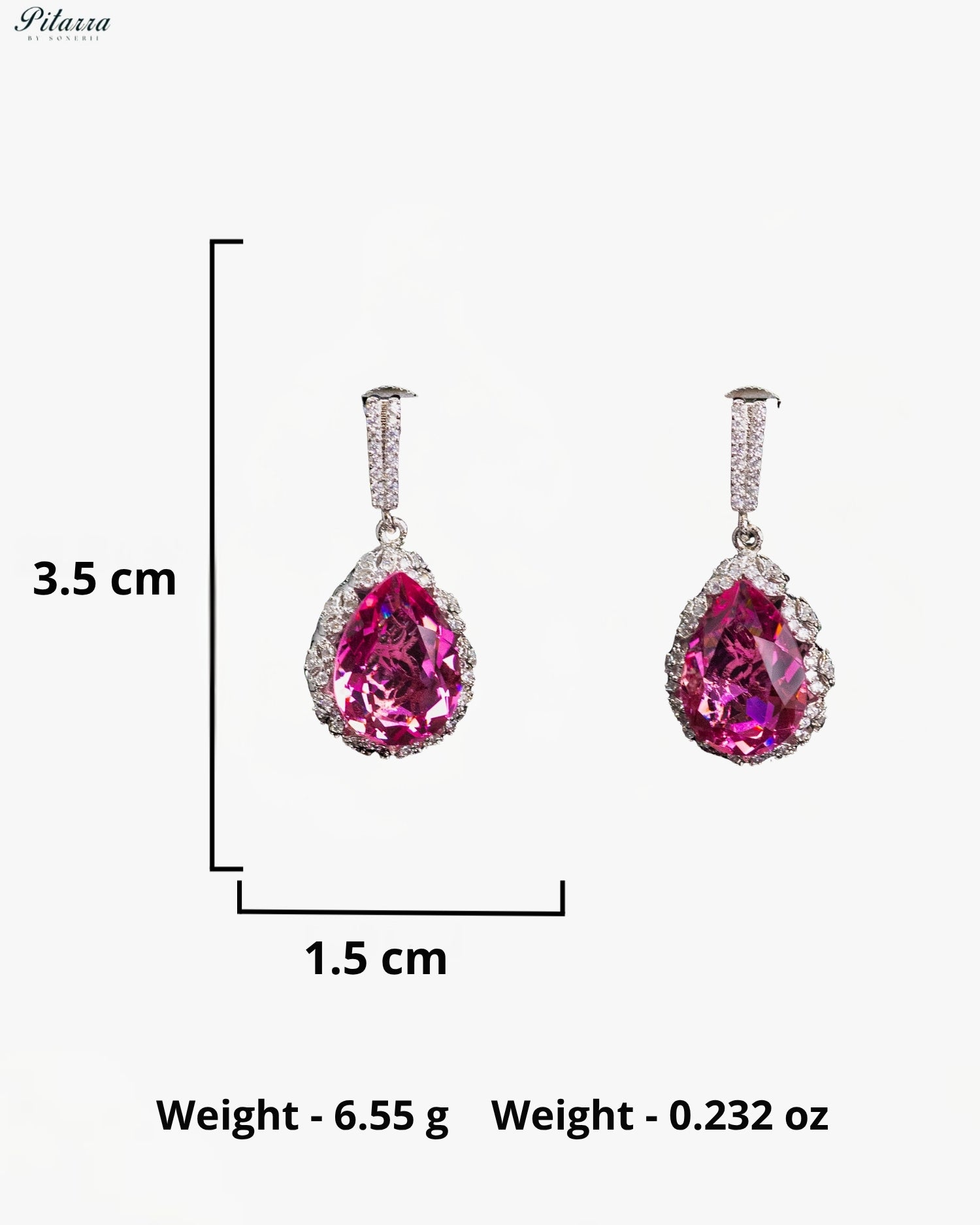 Vibrant Pink Pear-Cut Crystal Halo Drop Earrings