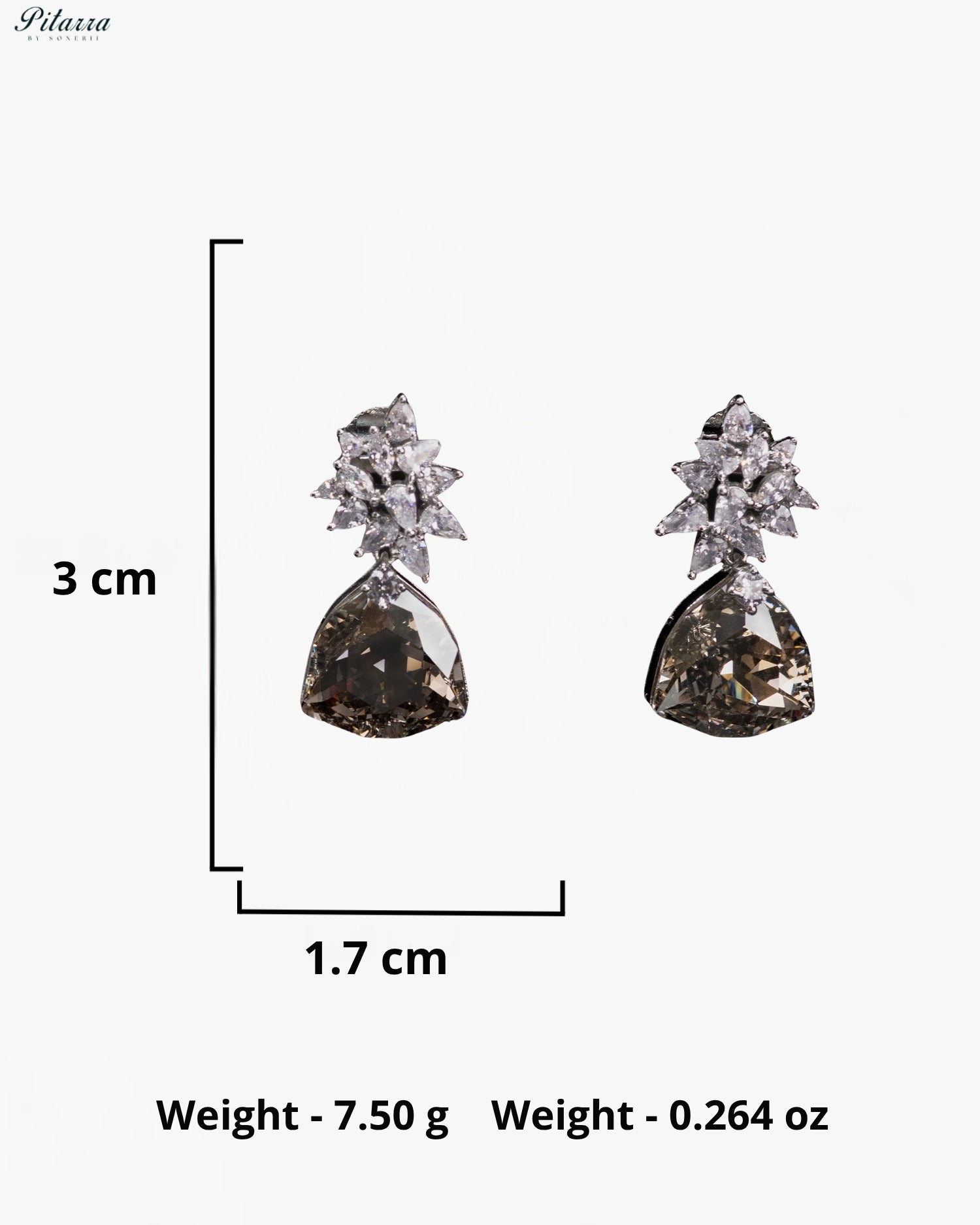 Crystal Floral Cluster Triangle Drop Earrings