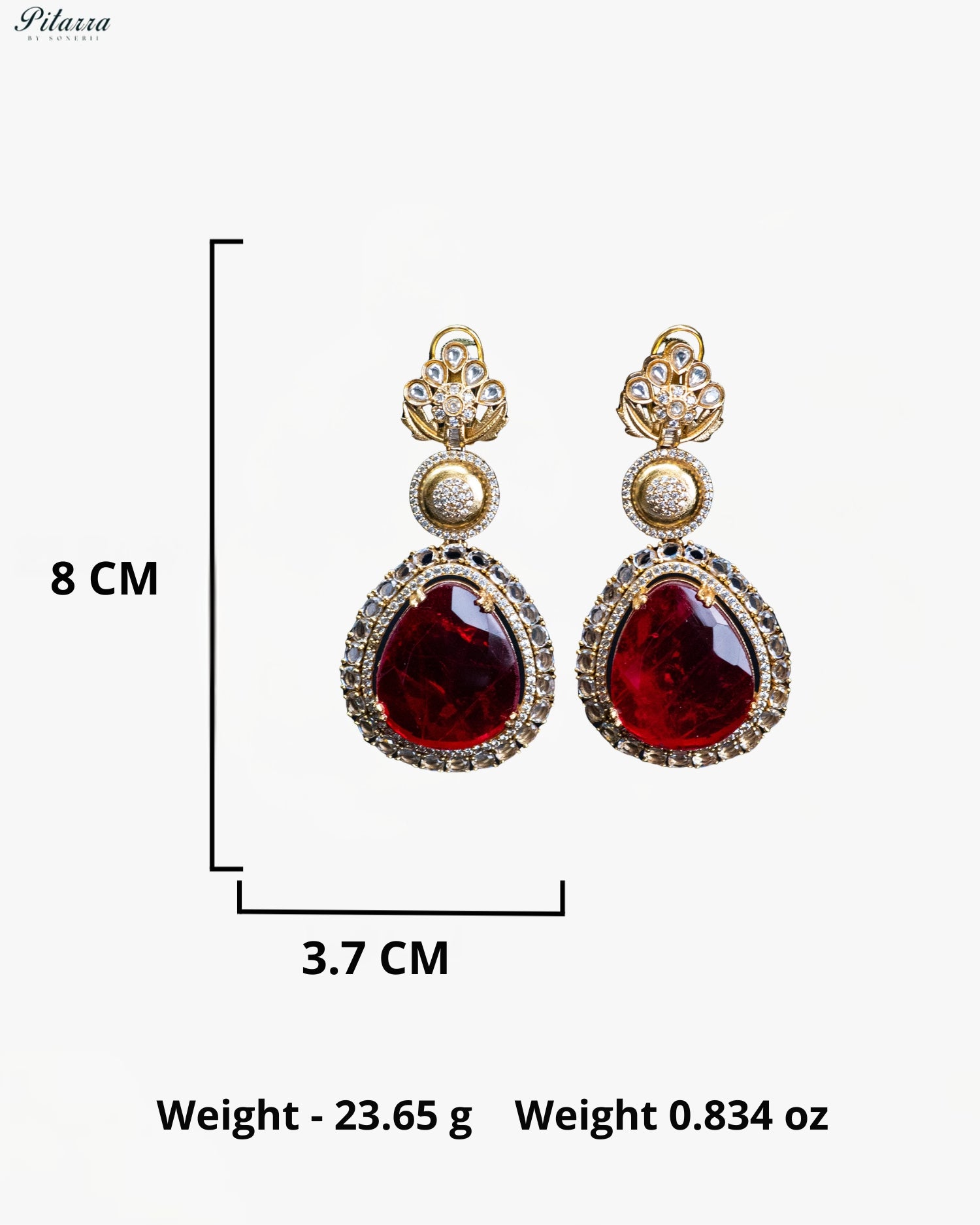 Red Teardrop Floral Kundan Necklace Set