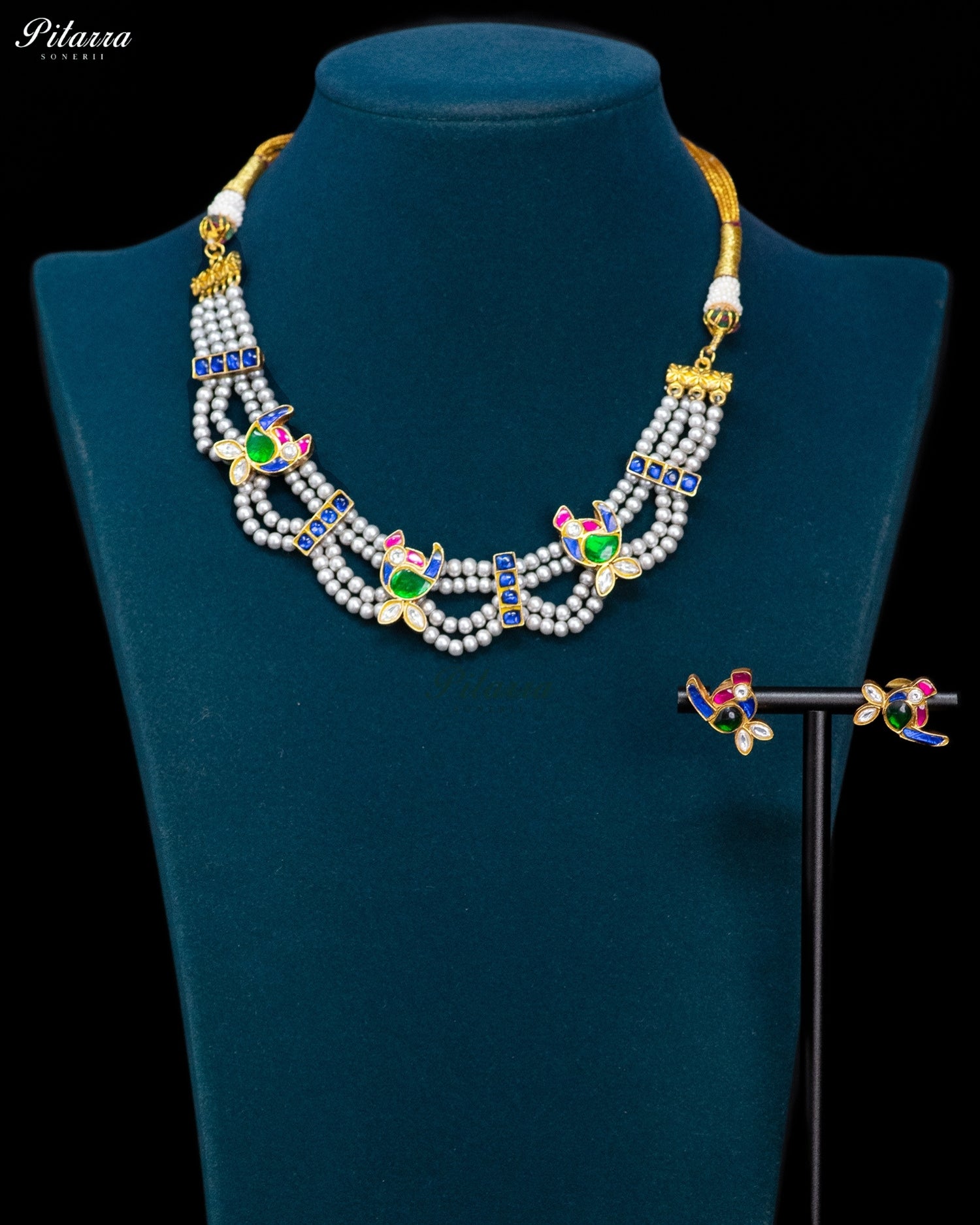 Royal Multicolor Meenakari Kundan Pearl Necklace Set