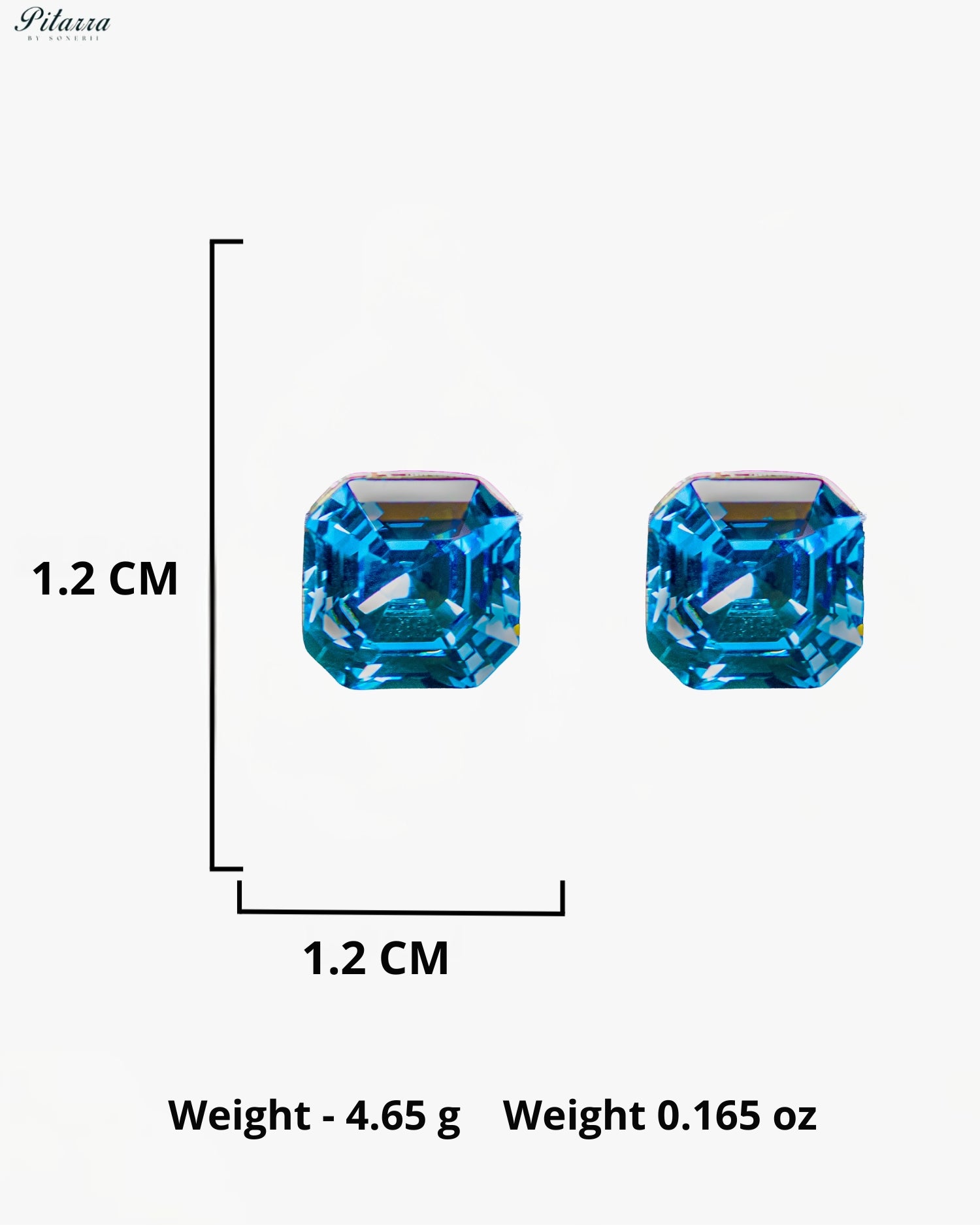 Aqua Blue Octagon Crystal Stud Earrings