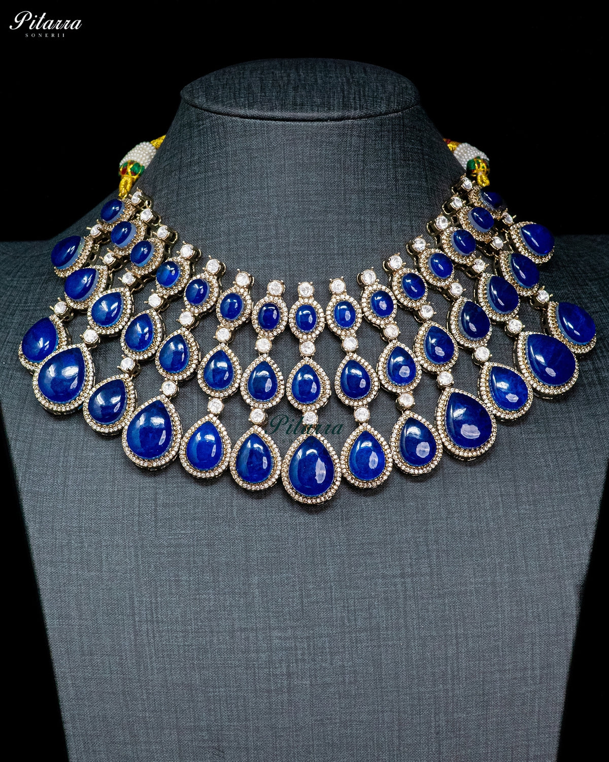 Blue Teardrop Kundan Choker Set