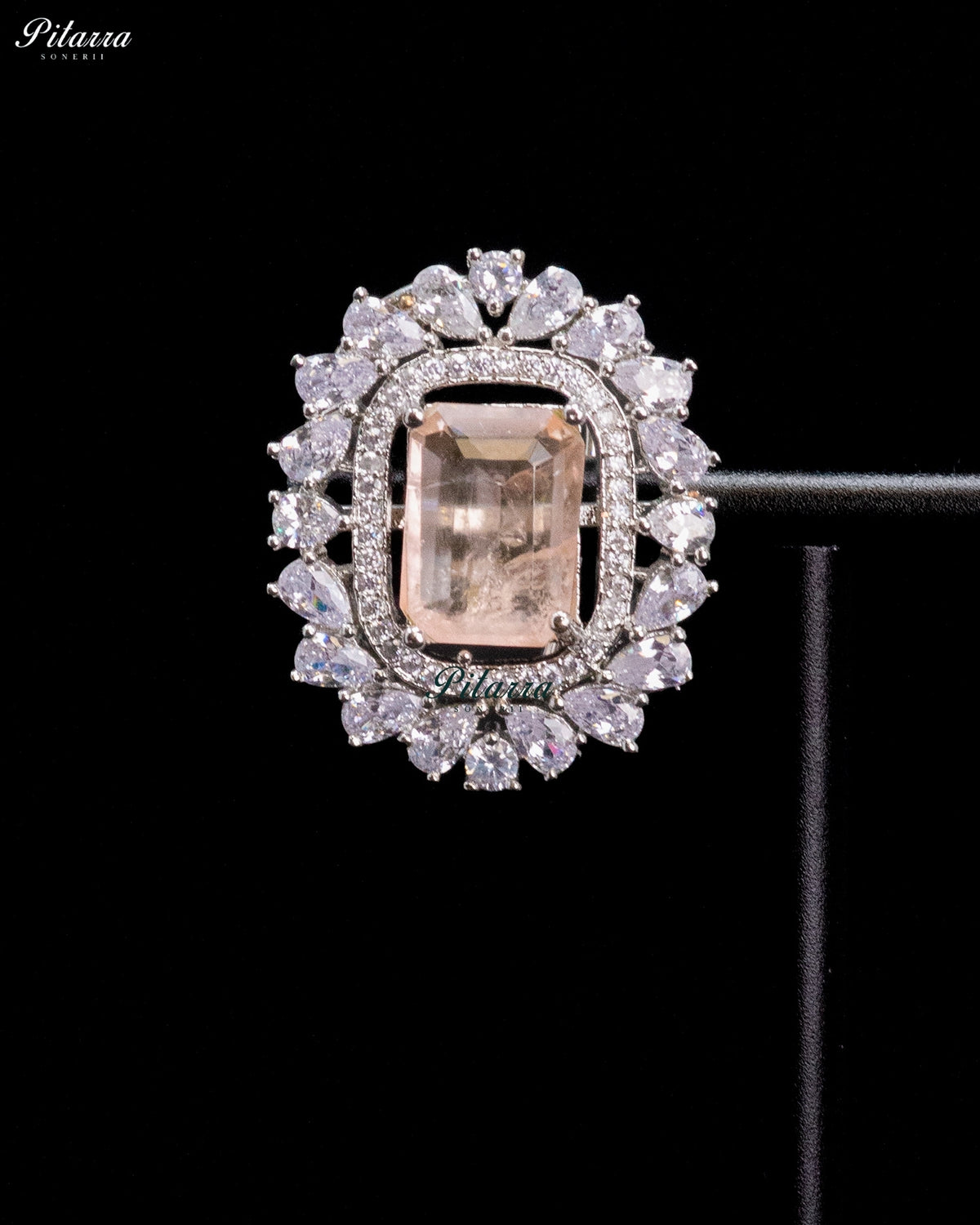 Champagne Stone Rectangular Zircon Silver Crystal Choker Necklace Set