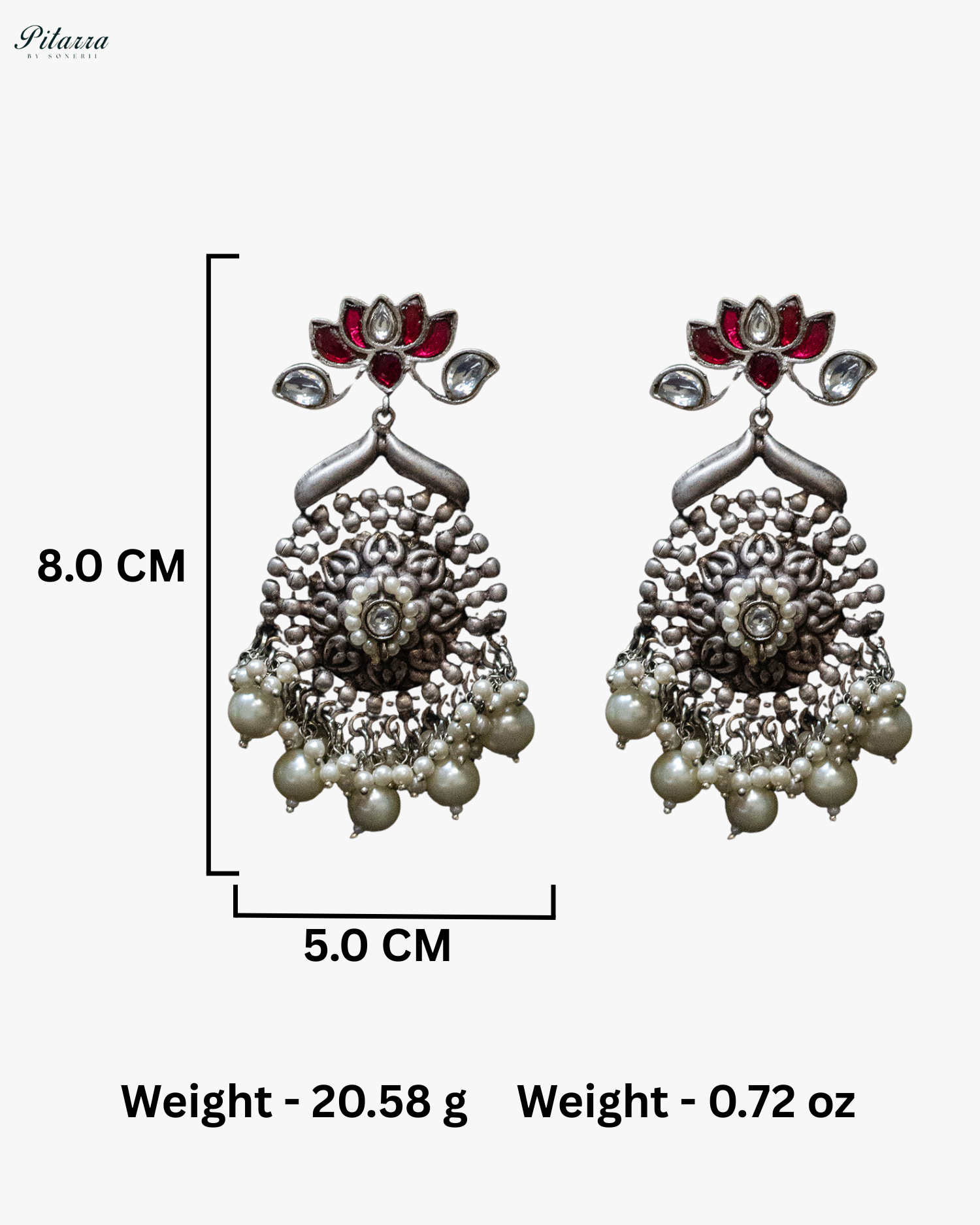 Pink Lotus White Beads Silver Look Alike Dangle Earrings
