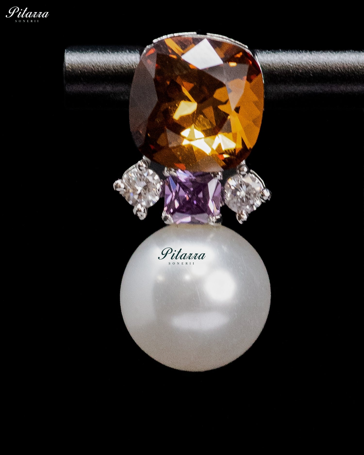 Amber Crystal Pearl Drop Earrings