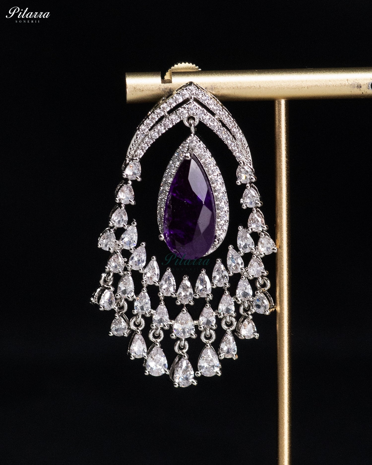 Royal Violet Crystal Chandelier Drop Earrings