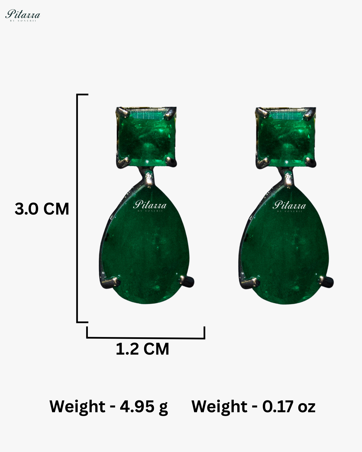 Emerald Square and Drop CZ Crystal Necklace Set