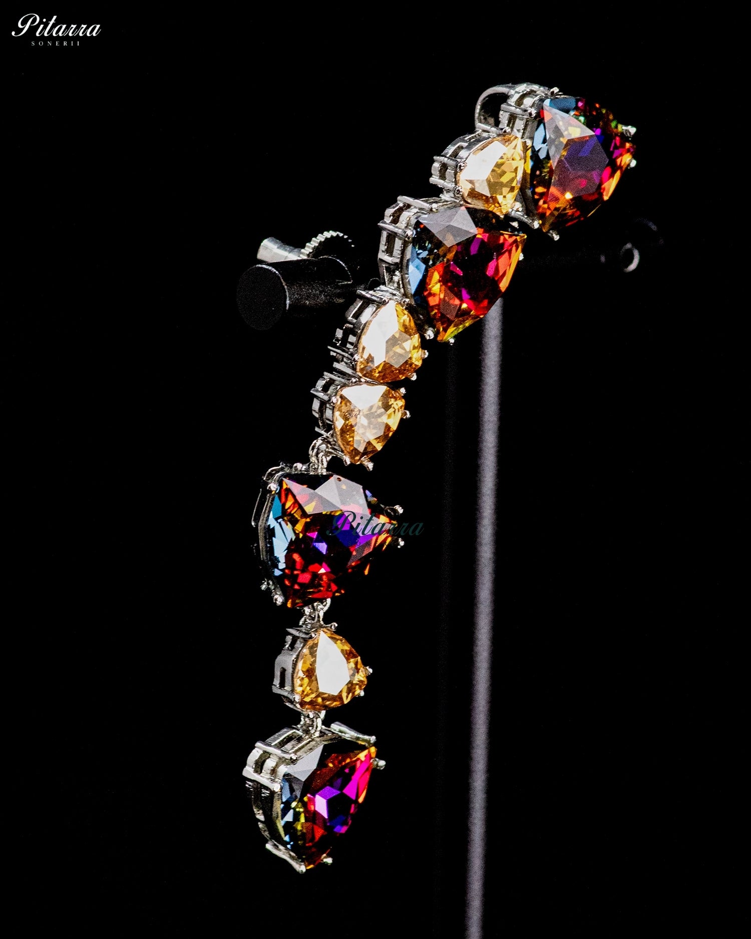 Multicolor Crystal Cascading Drop Earrings