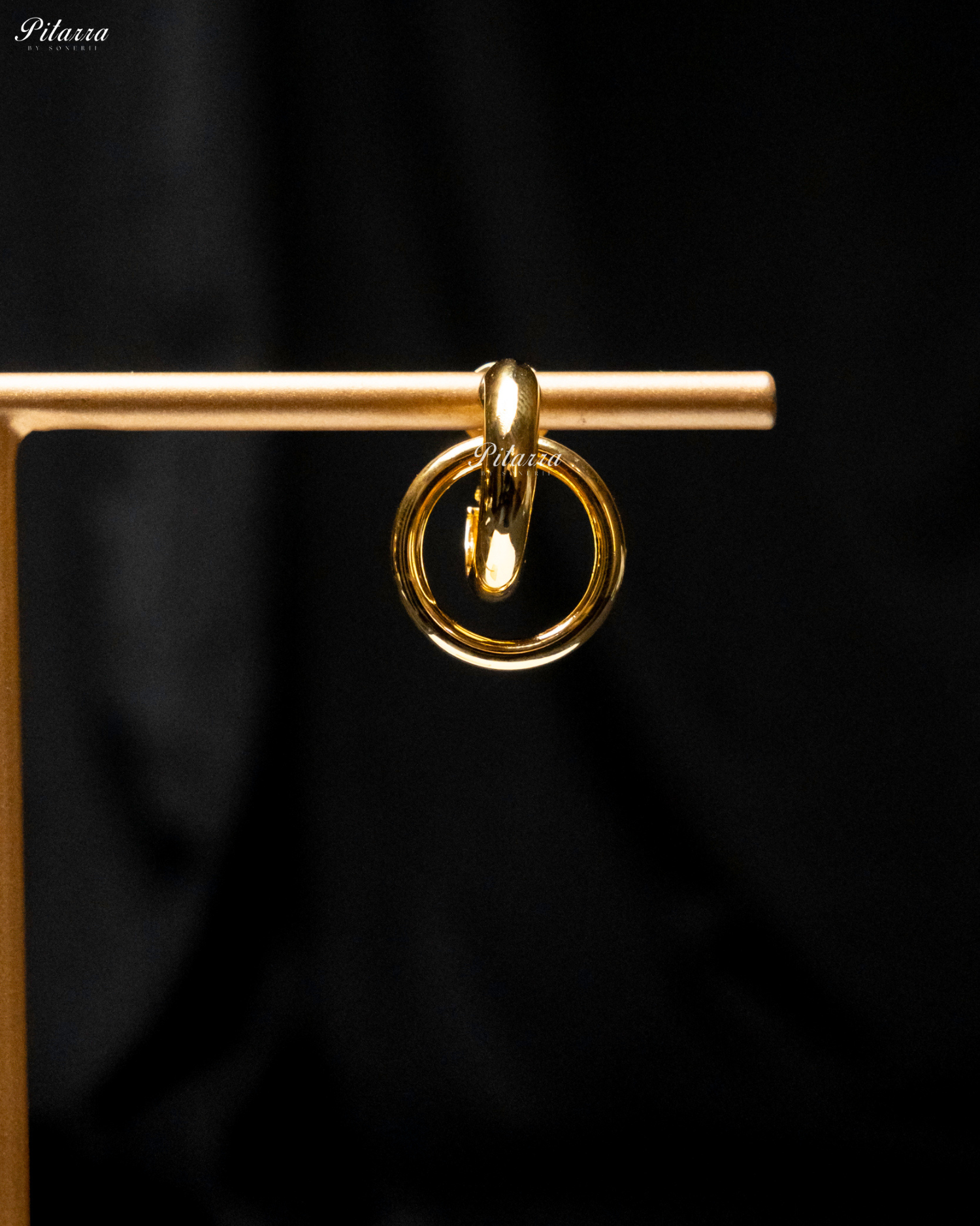 Gold Tone Interlocking Crystal Hoops Earrings