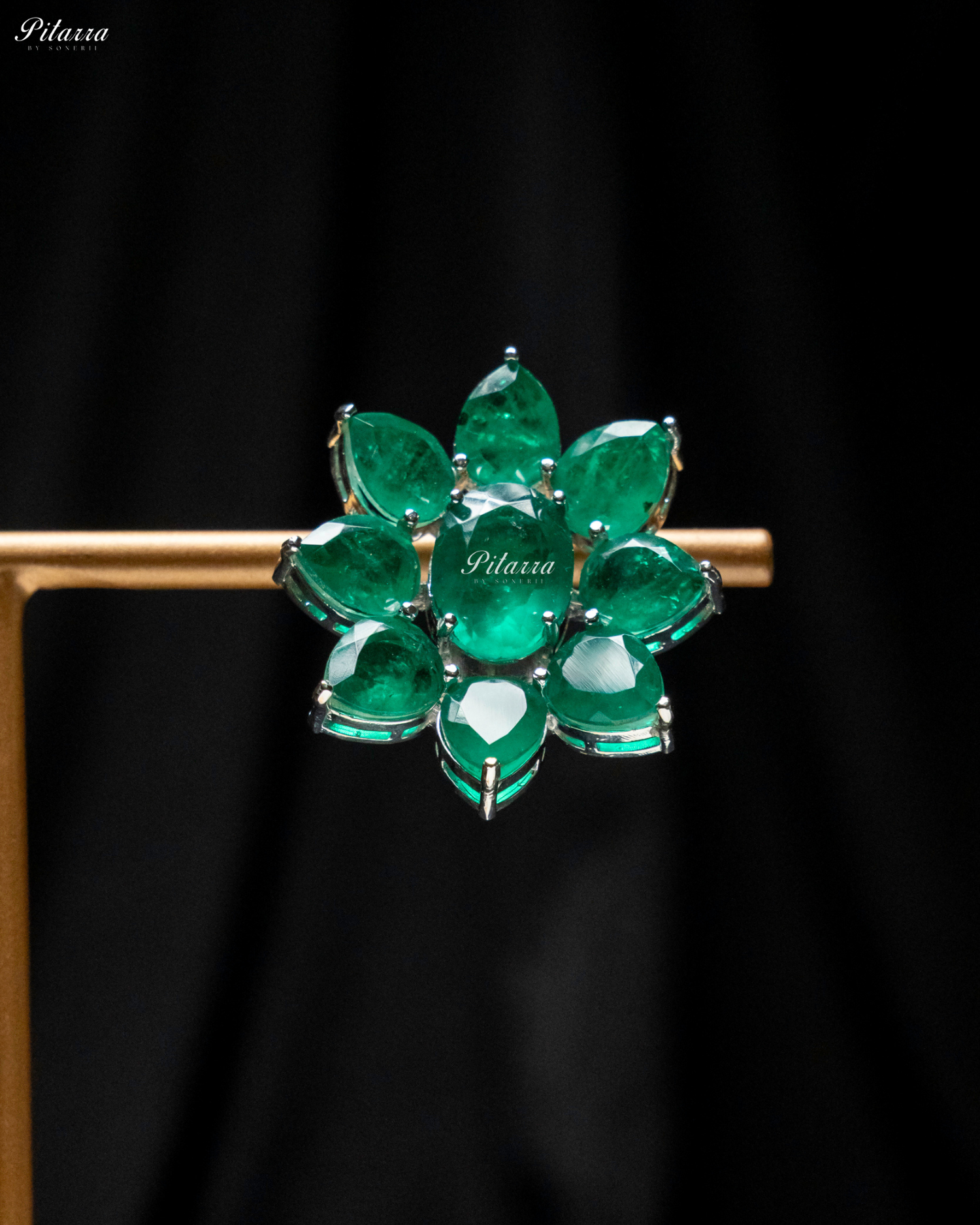 Emerald Floral Emerald Petals CZ Doublet Stud Earrings