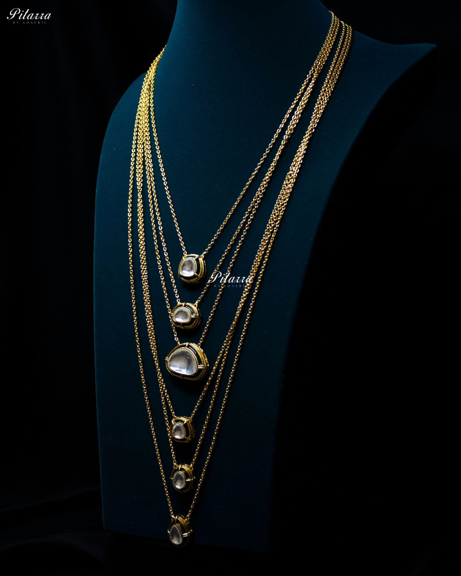 Six Layered Cascade Kundan Chain Necklace