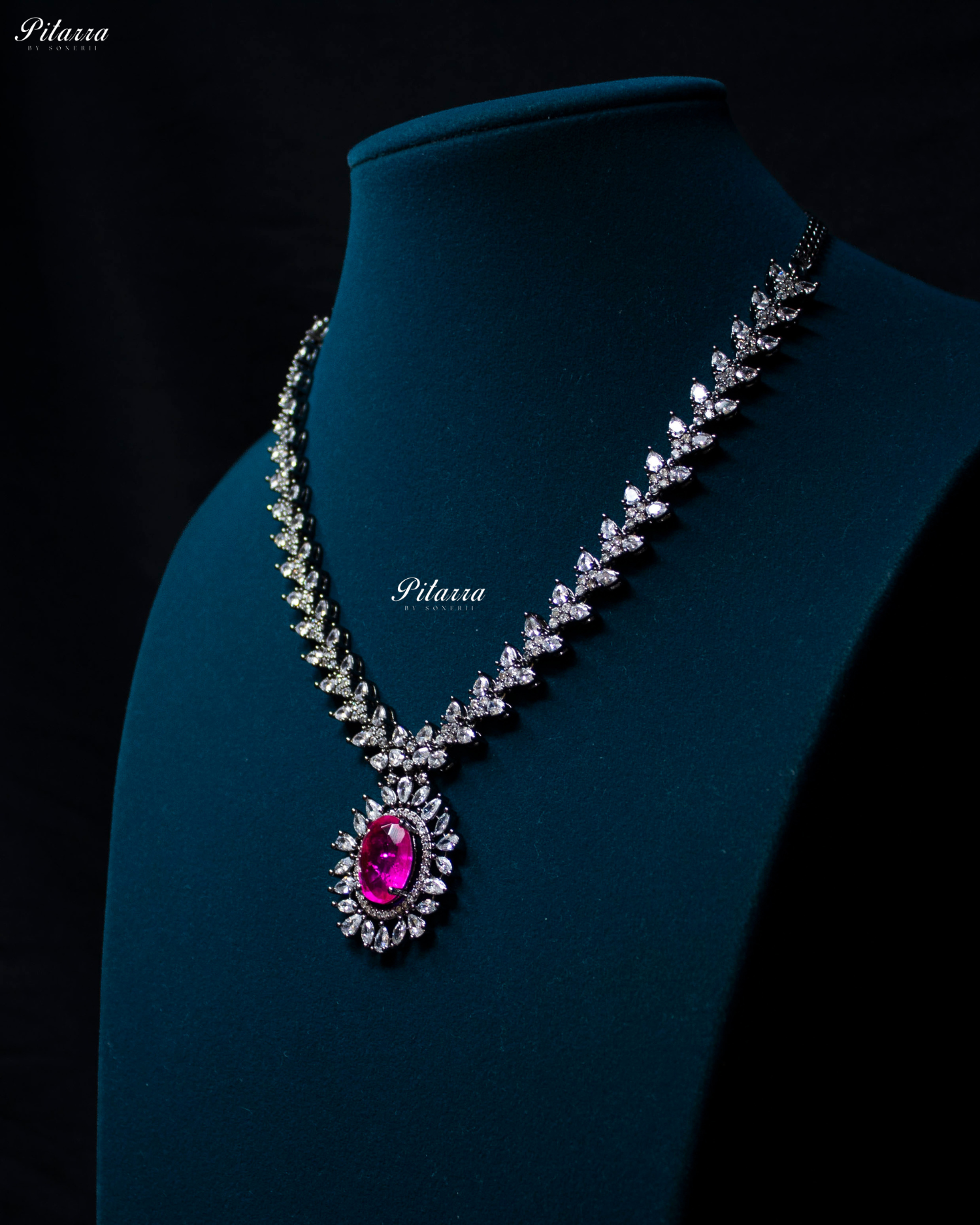 Pink Color Stones Dazzling Cubic Zirconia Necklace Set