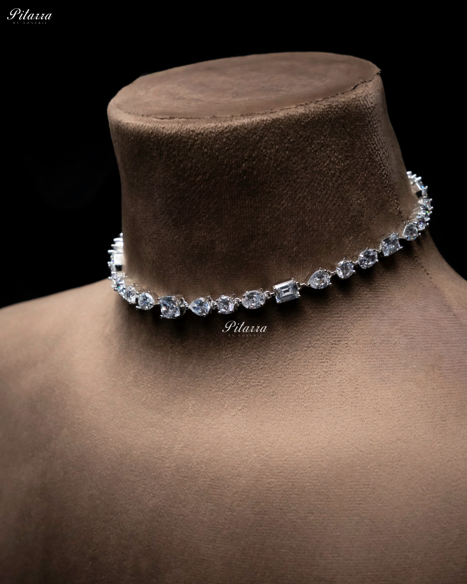 Small White Crystal Cubic Zircone Choker Set