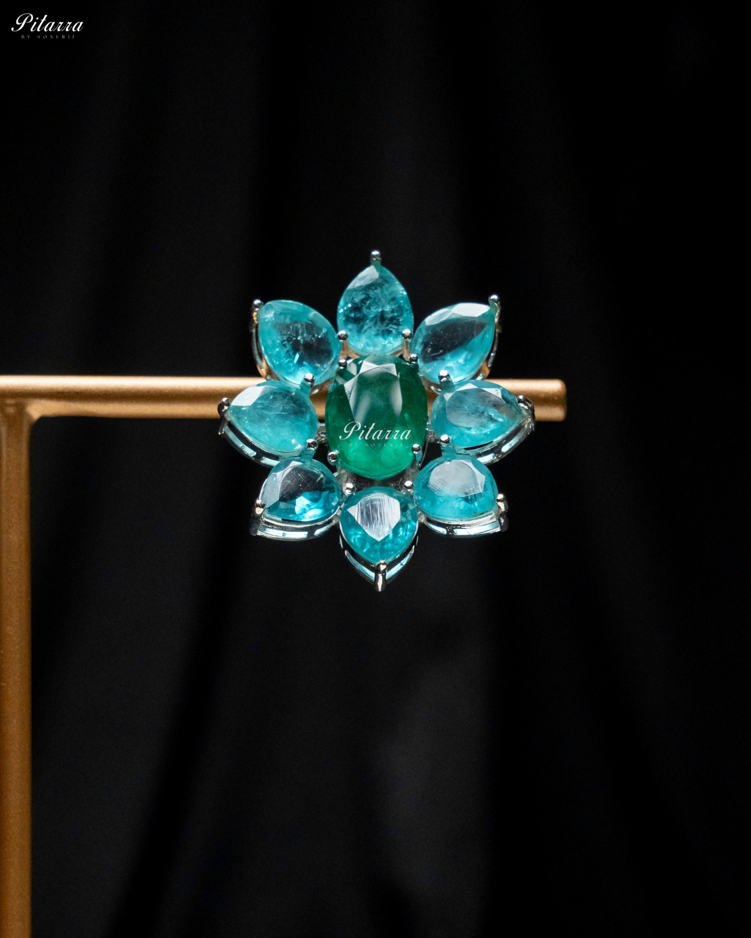 Green Floral Turquoise Petals CZ Doublet Stud Earrings