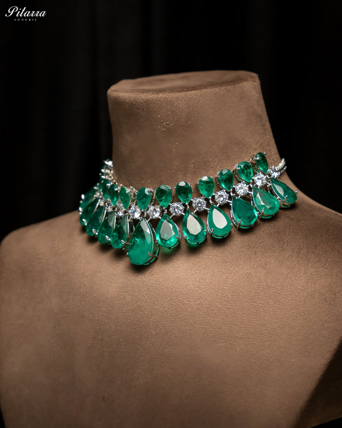 Emerald Green Crystal Statement Choker Necklace Set
