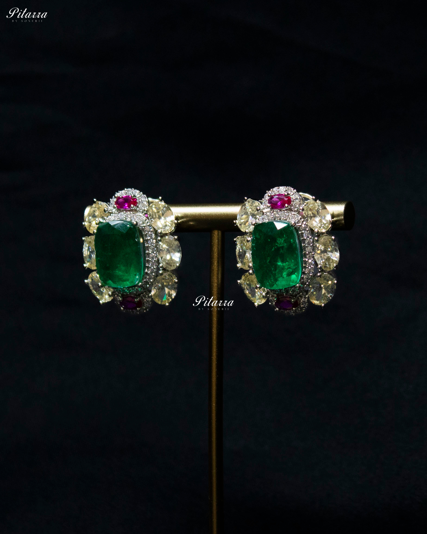 Royal Emerald Stone Doublet Stud Earrings