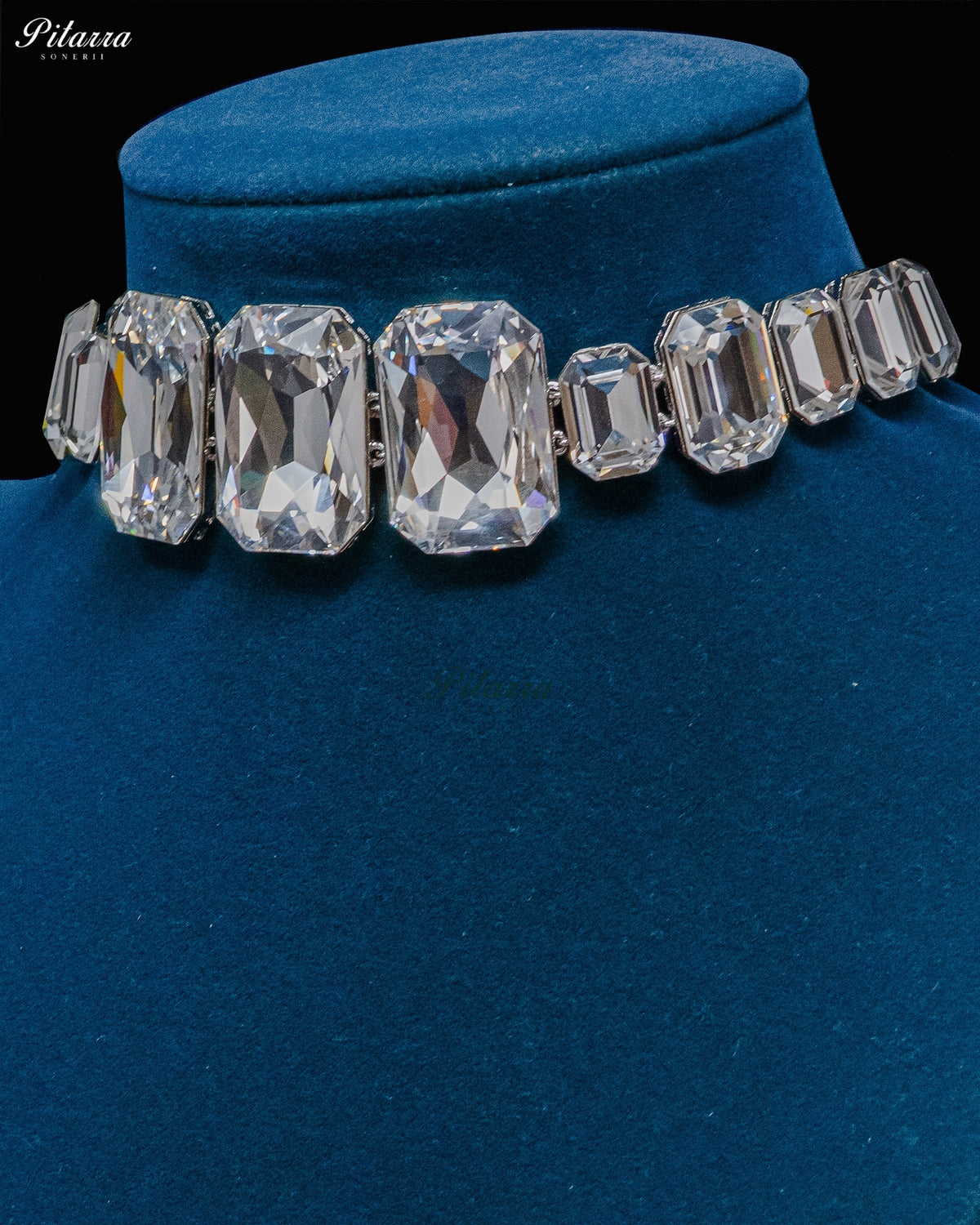 Clear Crystal Silver CZ Choker Necklace Set