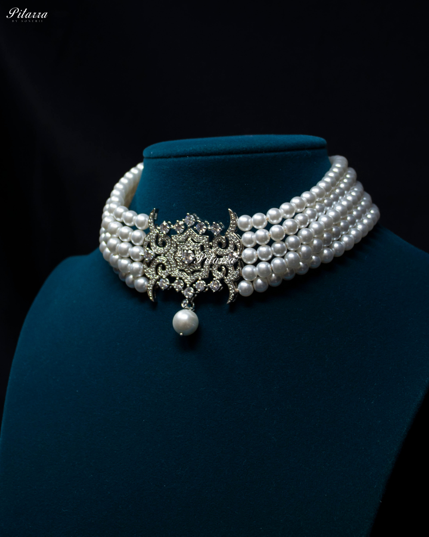 Five Layer Silver Pearl Choker Set