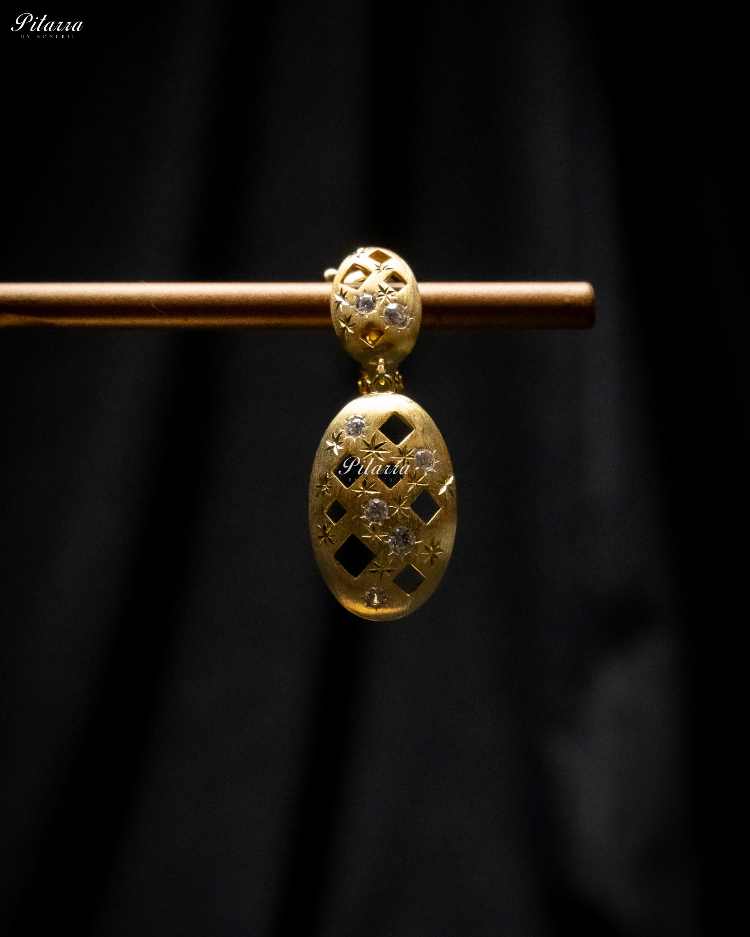 White Stones Embedded Pattern 92.5 Silver Drop Earrings