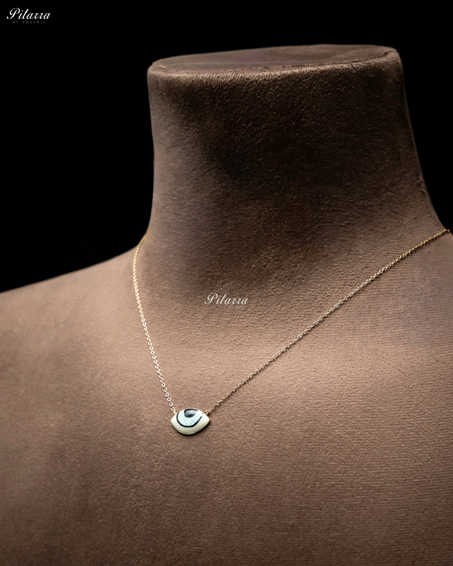 Light Blue Evil Eye Gold Chain 92.5 Silver Necklace Set