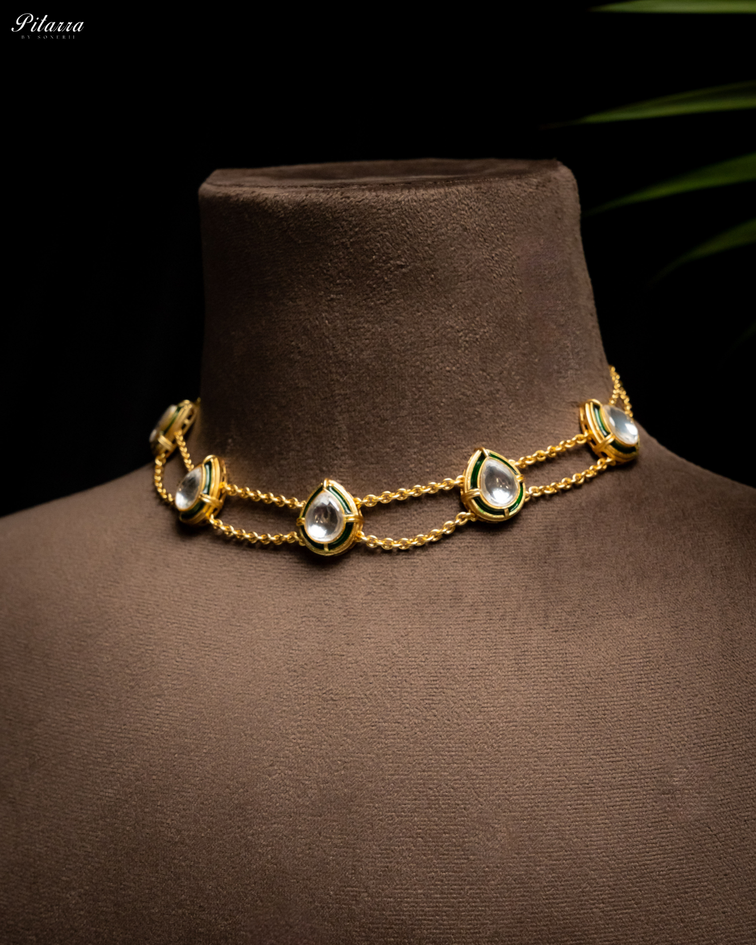 Double Chain Polki choker Set