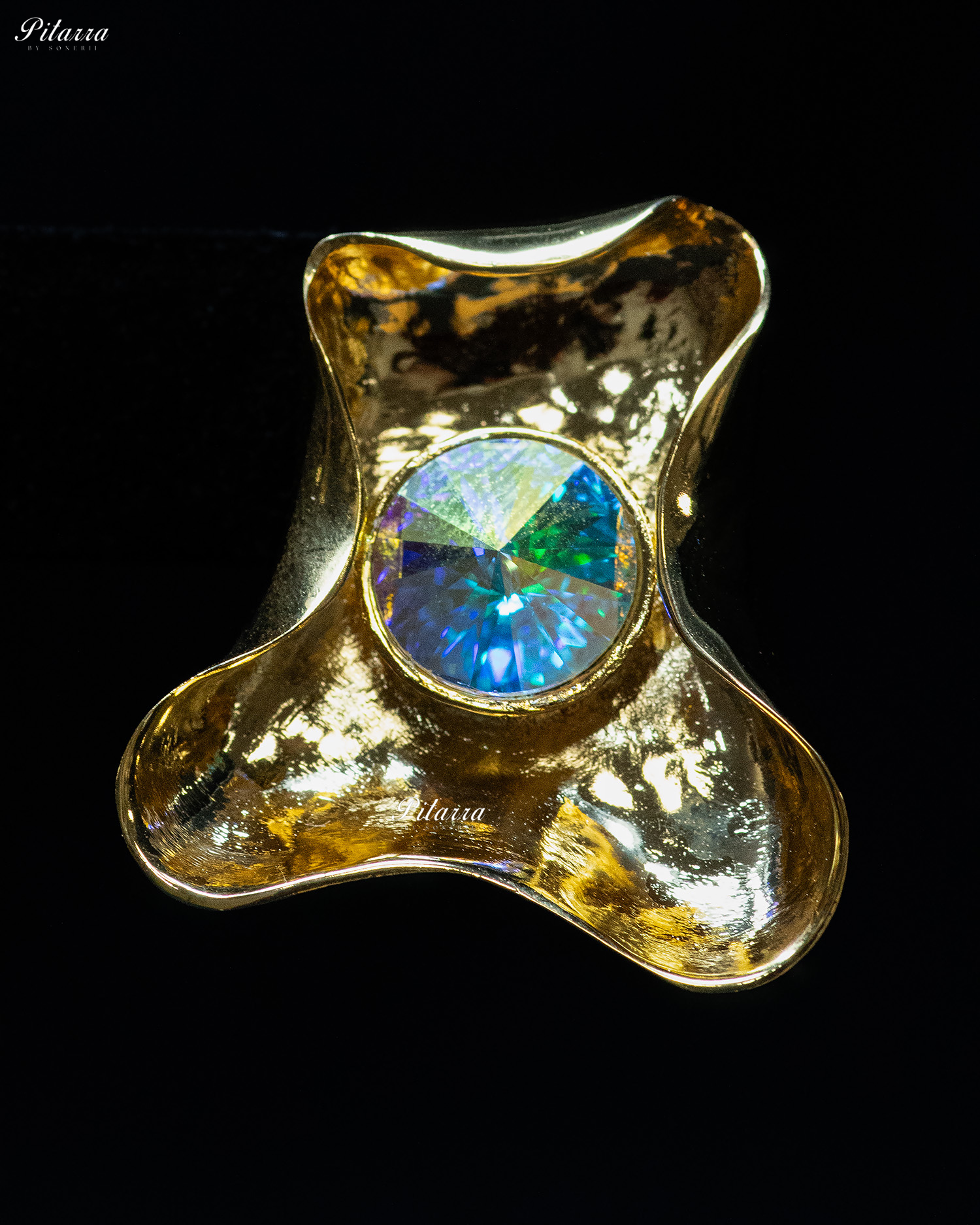 Blueish Stone Gold Plated Trendy Stud Earrings