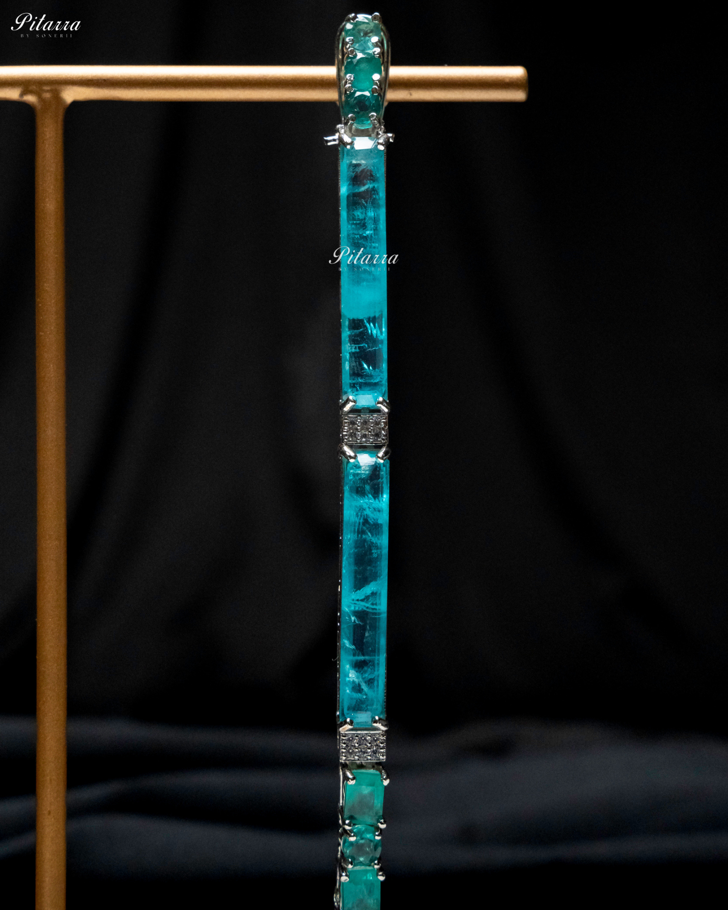 Ocean Blue Stone Linear Long Doublet Drop Earrings