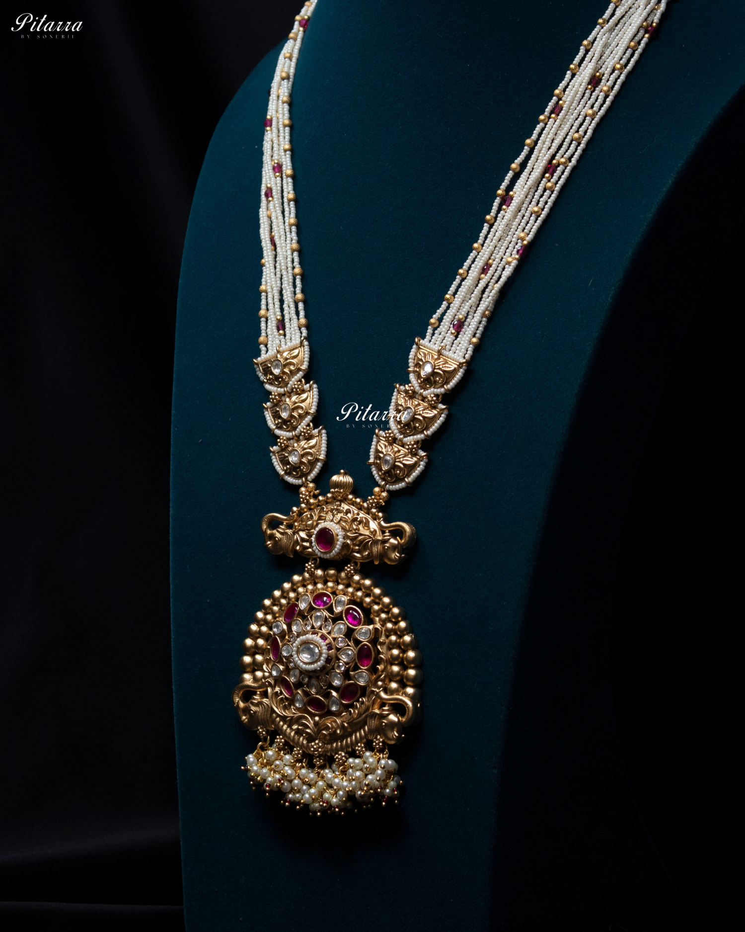 Pink Stone Handcrafted Rajwadi Kundan Necklace Set