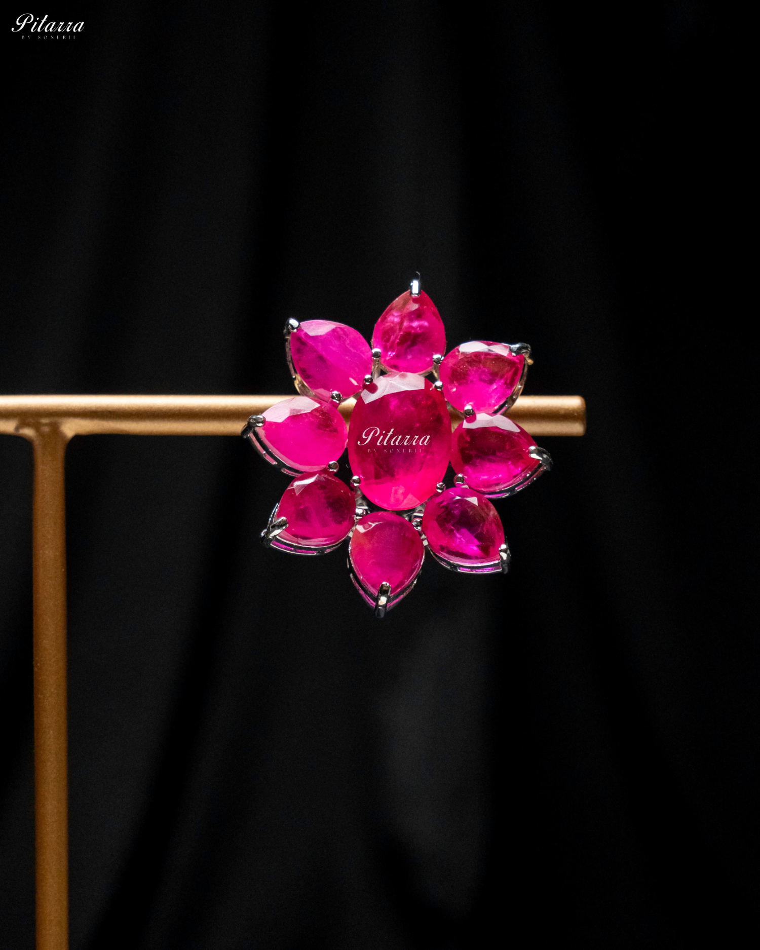 Pink Floral Pink Petals CZ Crystal Stud Earrings
