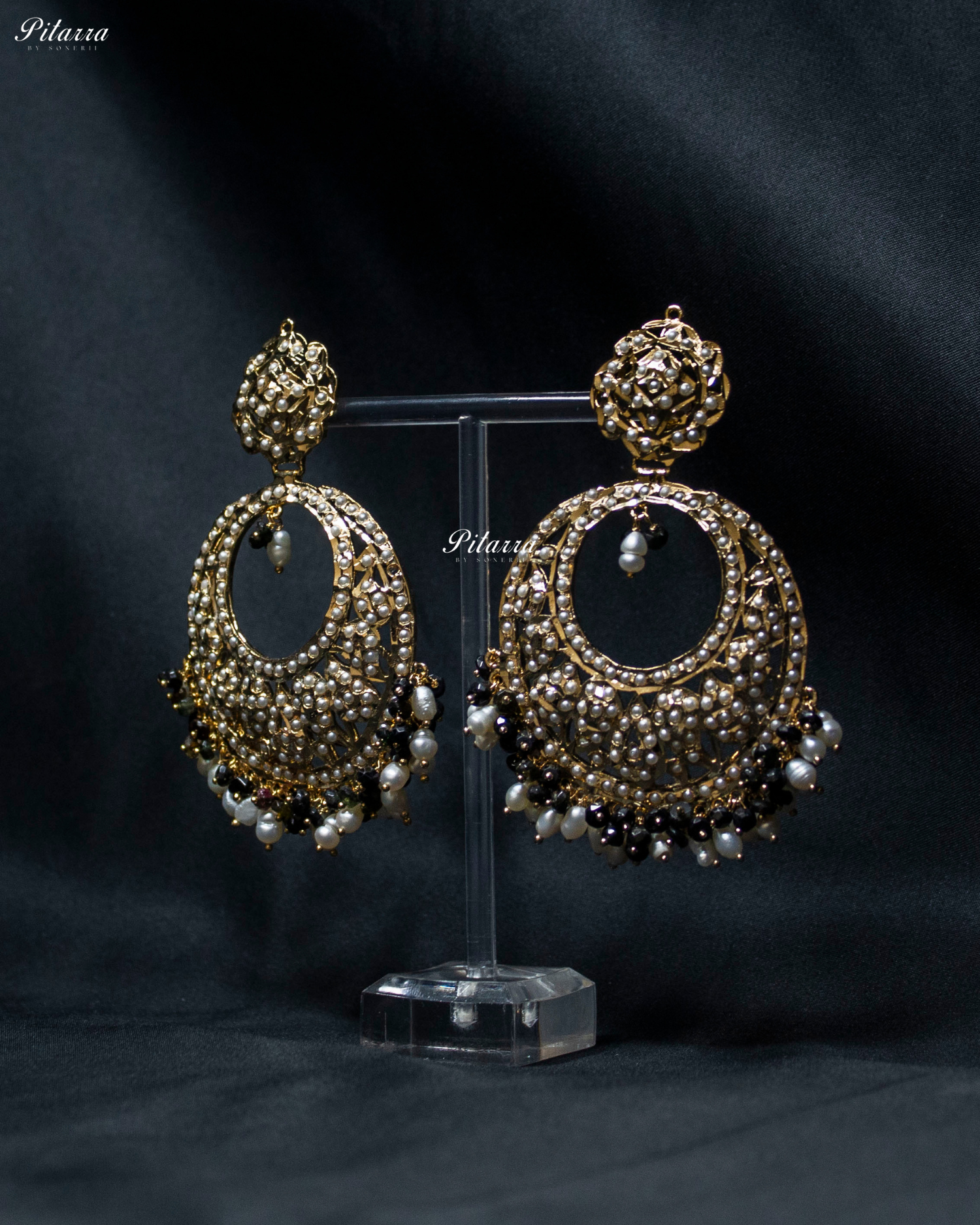 Fine Gold Plated White Chandbali Earrings