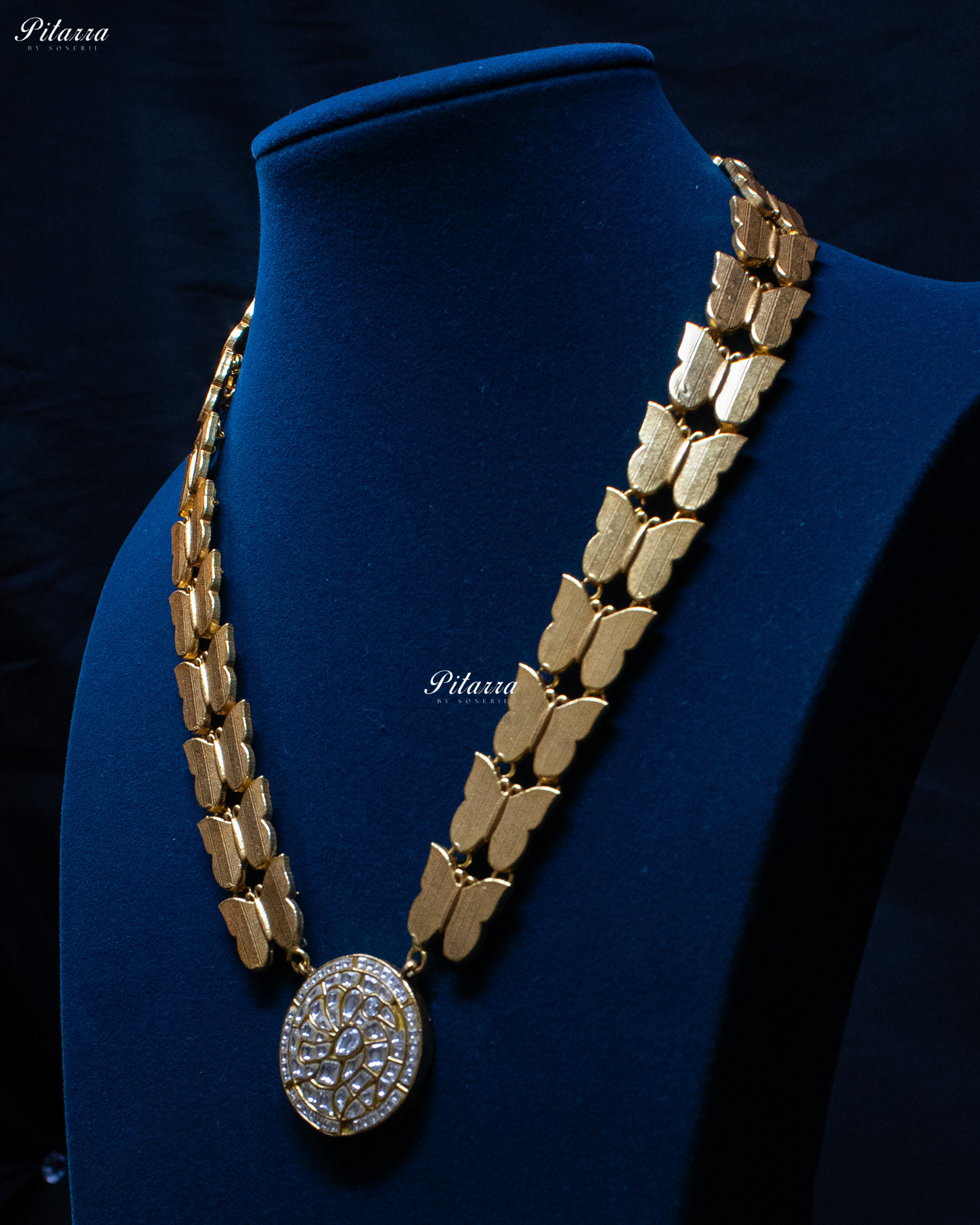 Gold Plated Butterfly Design Kundan Necklace set