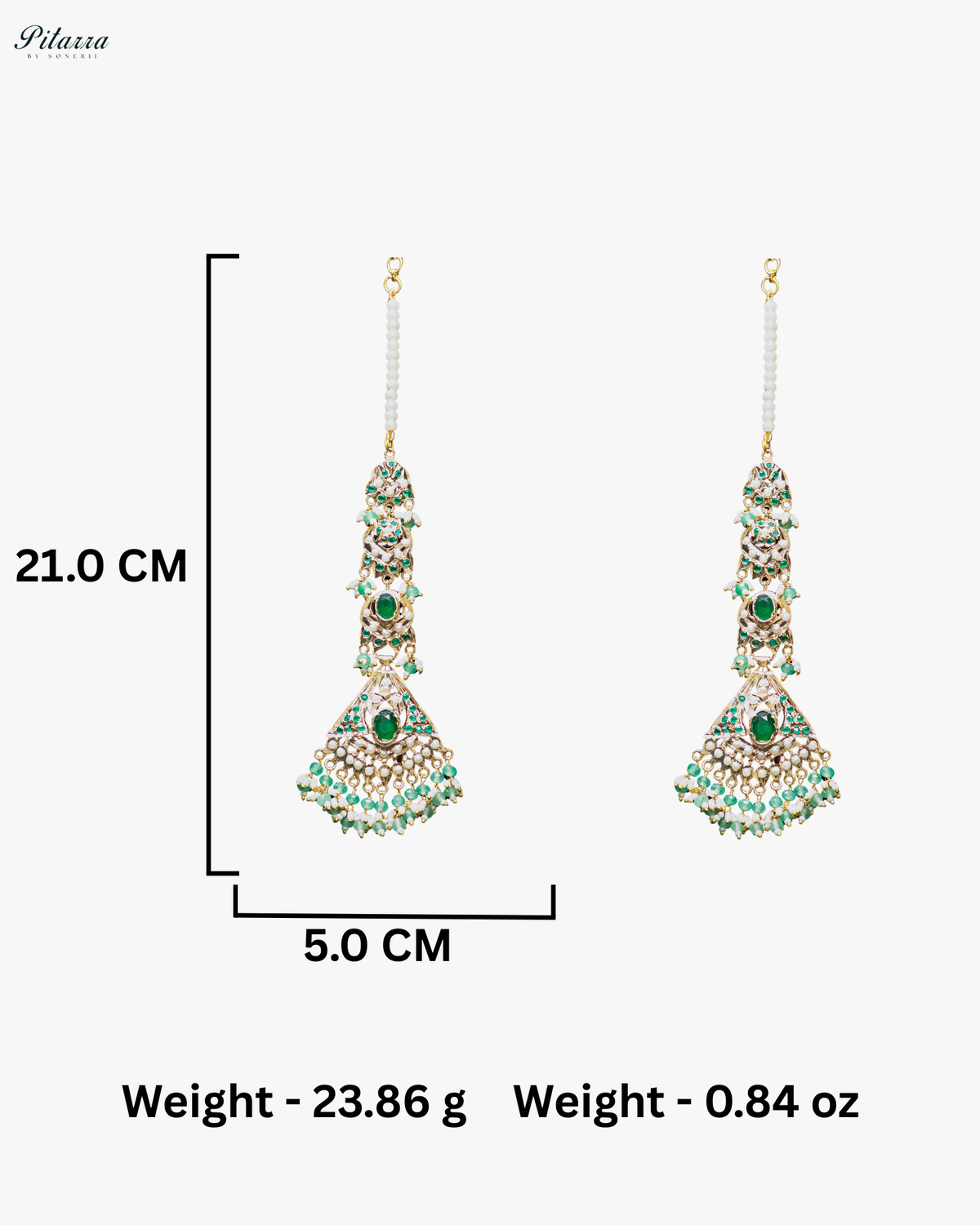 Round Green Stone White Pearl Punjabi Jadau Necklace Set