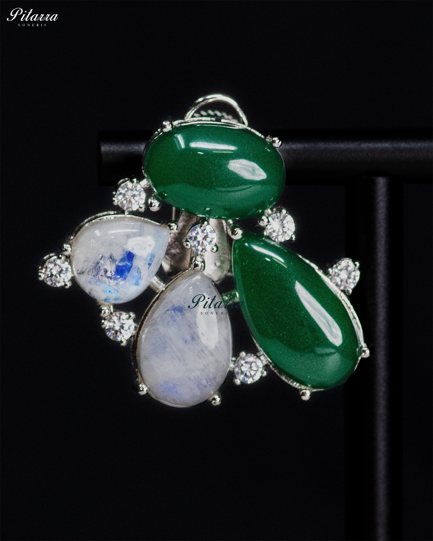 Green Stone Crystal Dangler Earrings