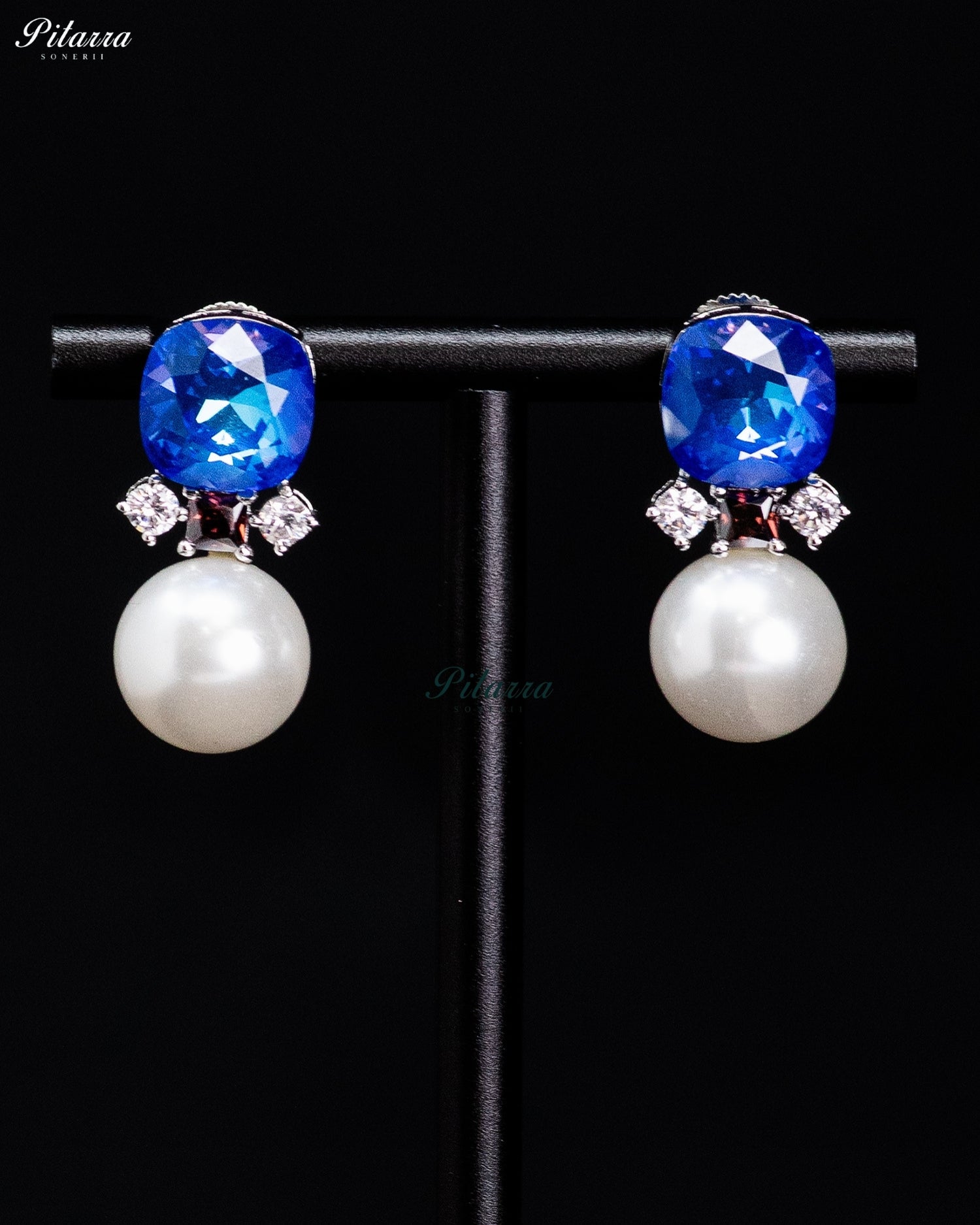 Azure Pearl Radiance Crystal Earrings