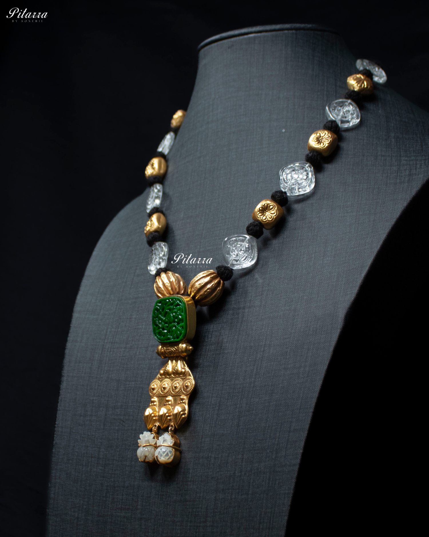 Center Pendant Green Stone 92.5 Silver Necklace