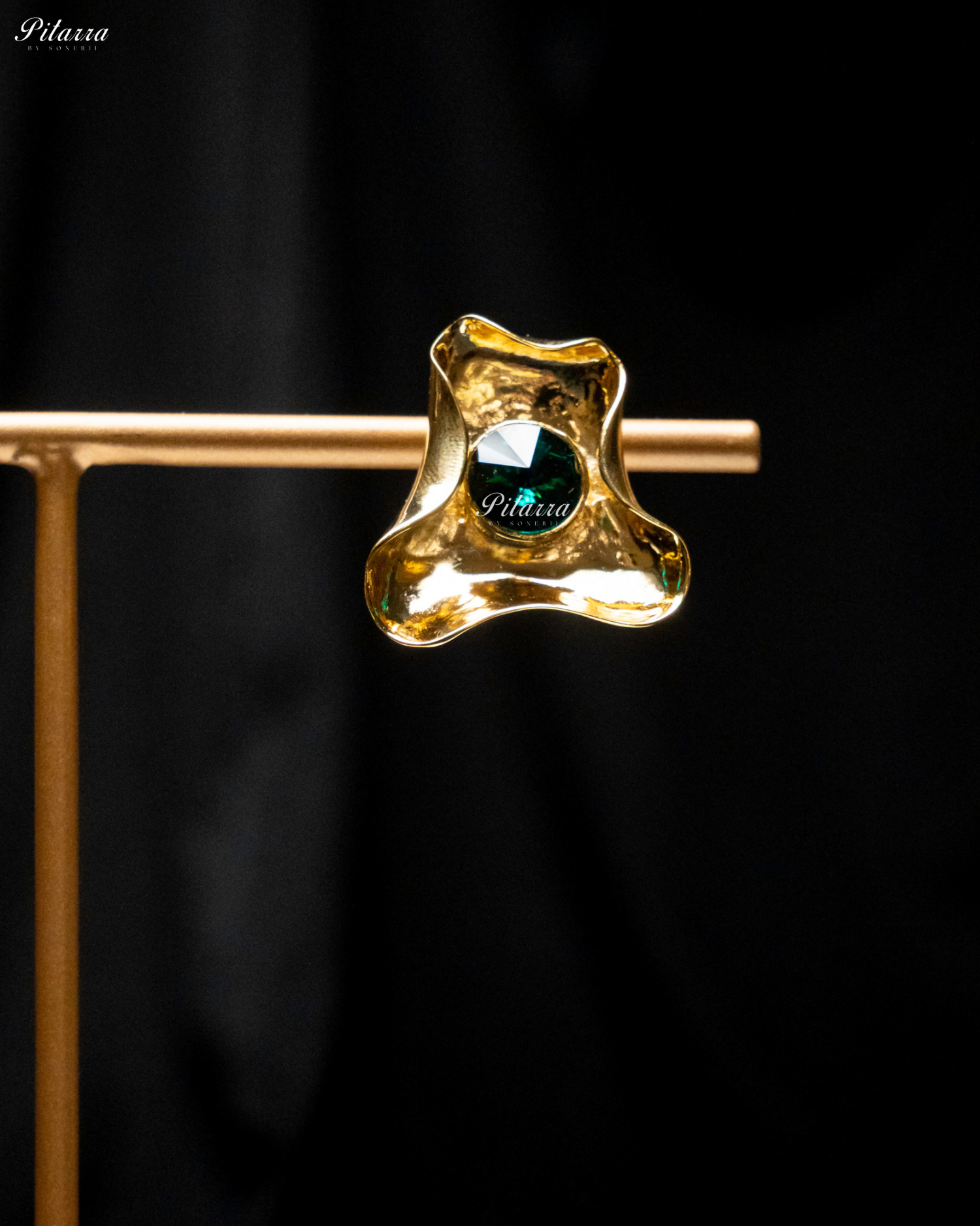 Emerald Stone Gold Plated Trendy Stud Earrings