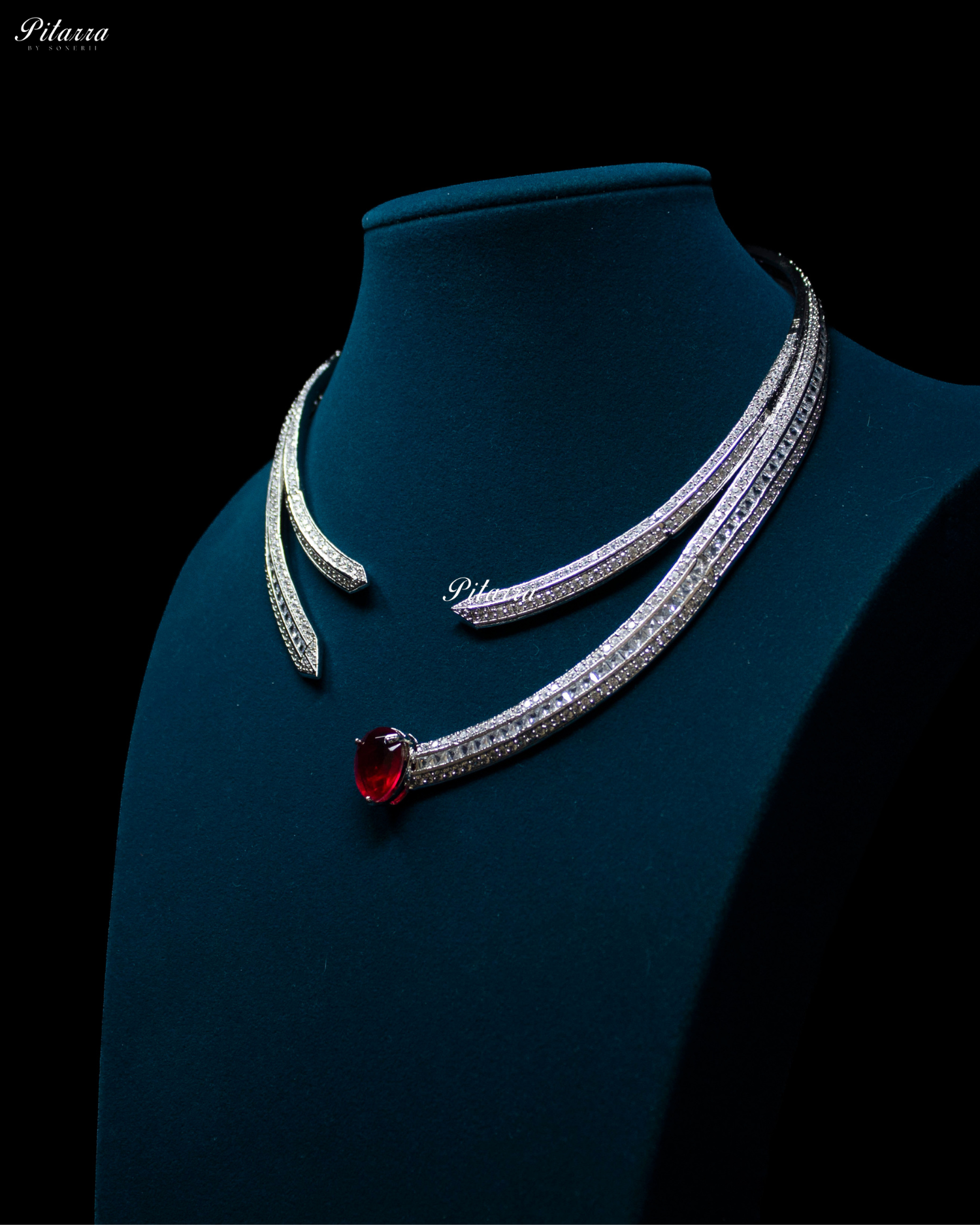 Red Stone CZ Crystal Choker Set
