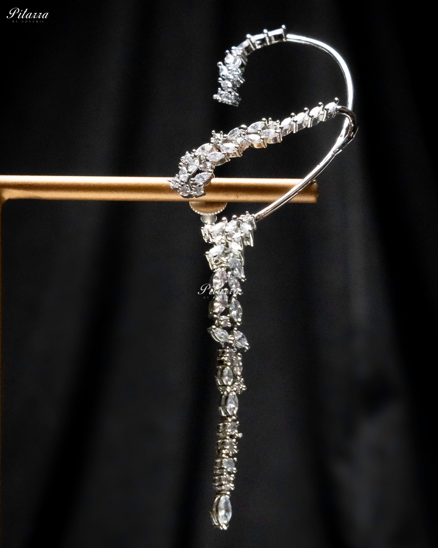 Fiery Flow White Stone EarCuff Crystal Earrings