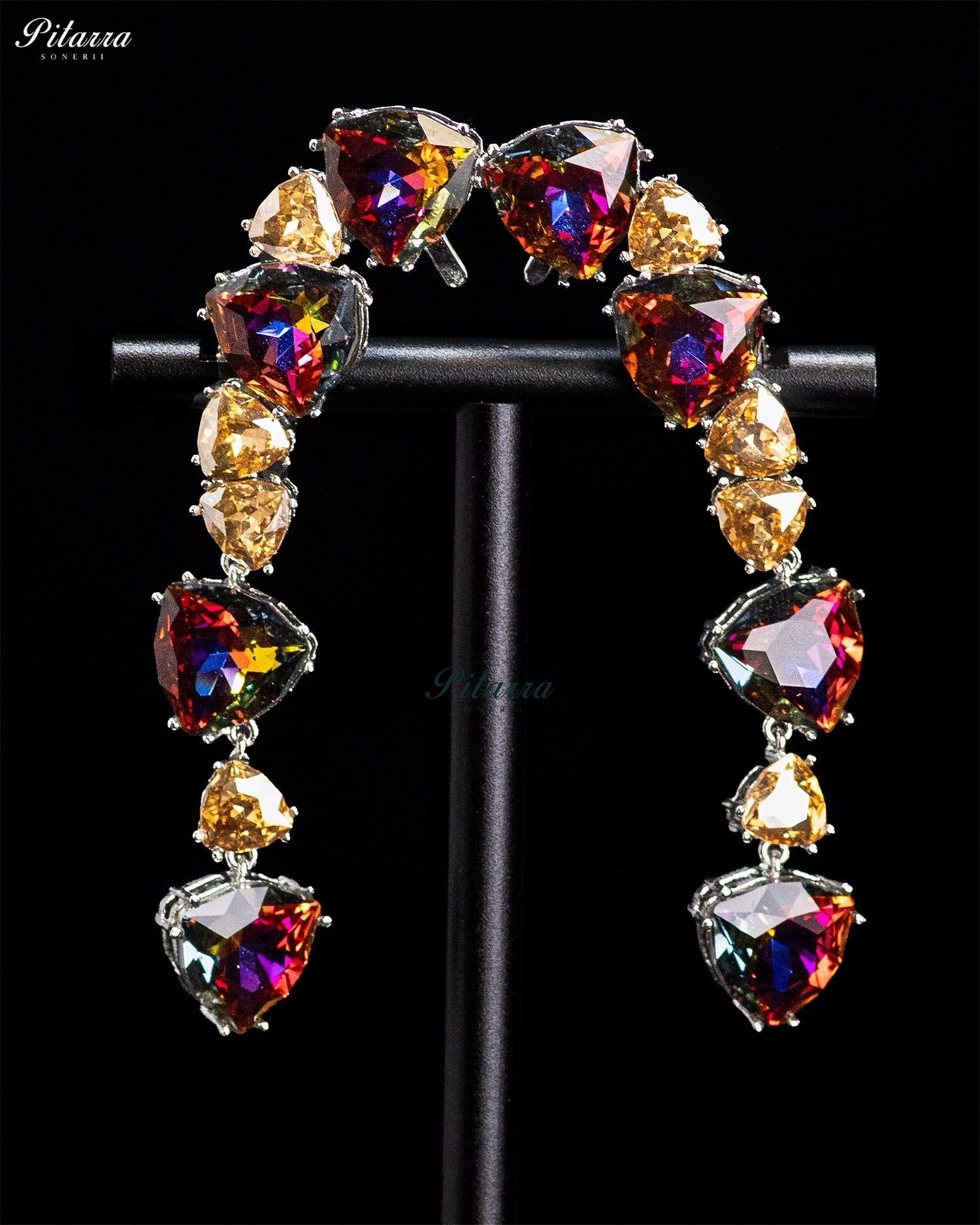 Multicolor Crystal Cascading Drop Earrings