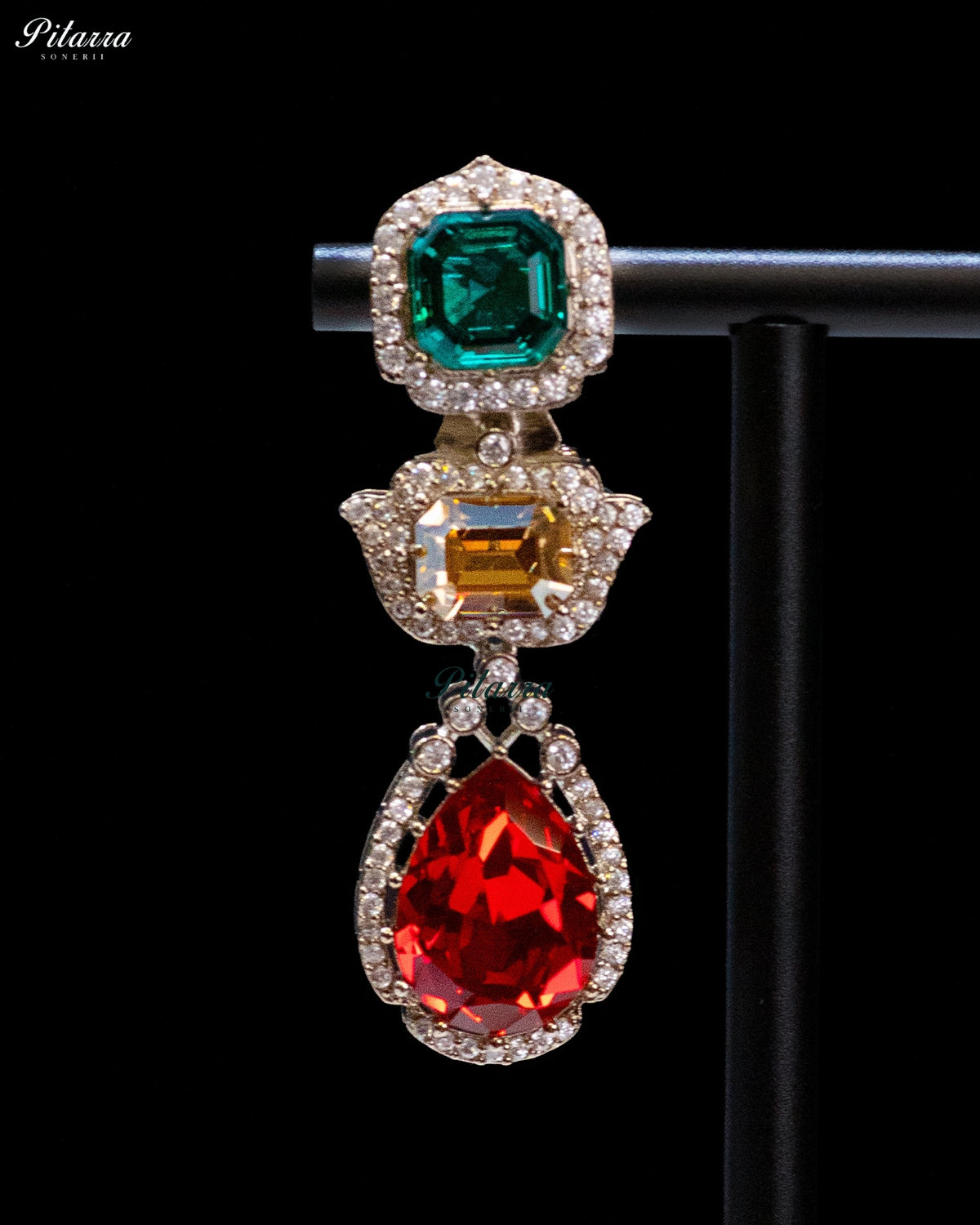 Champagne Multicolor Crystal Pendant Necklace Set
